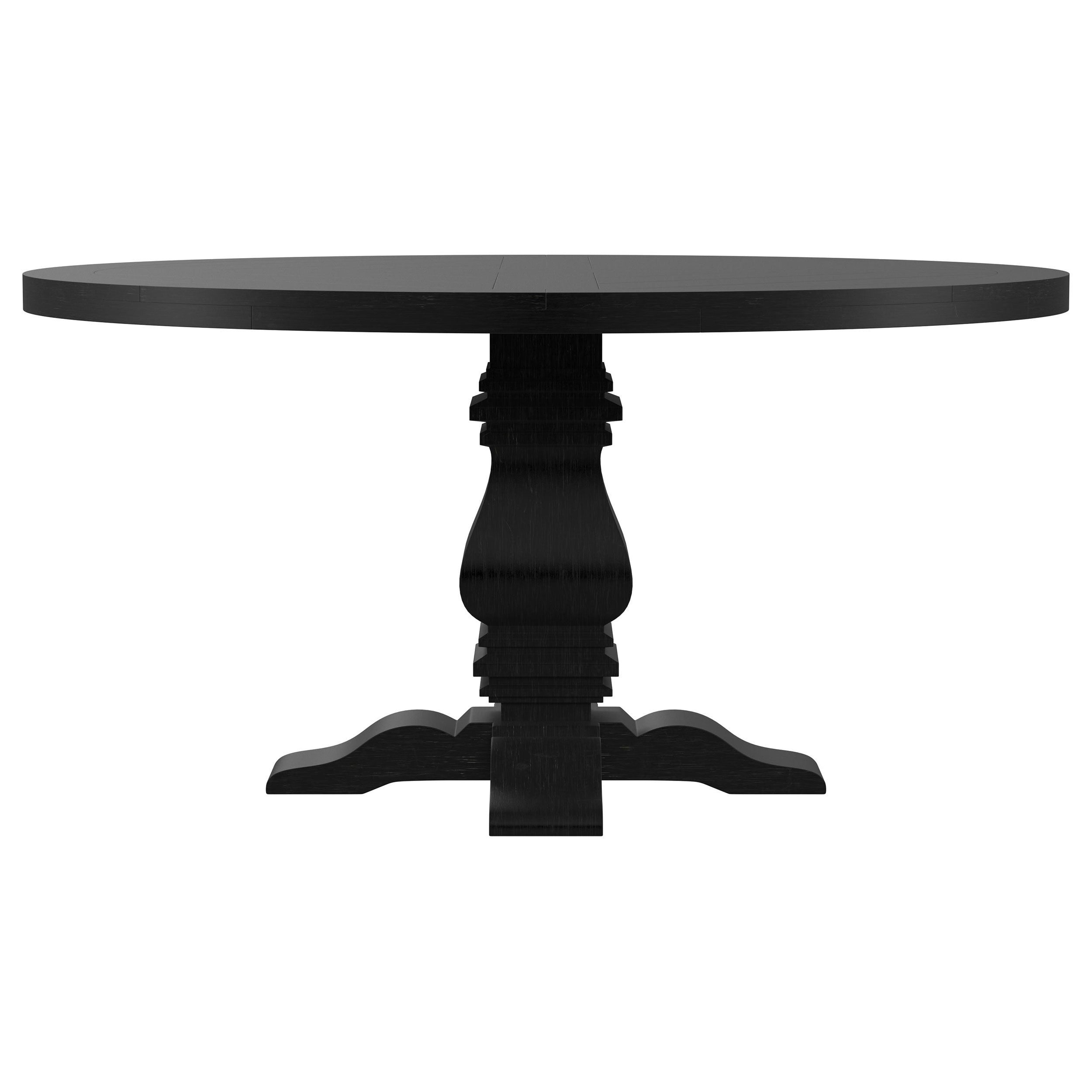 Florence Round 60-inch Pedestal Base Dining Table Black - MyWaynesHome #