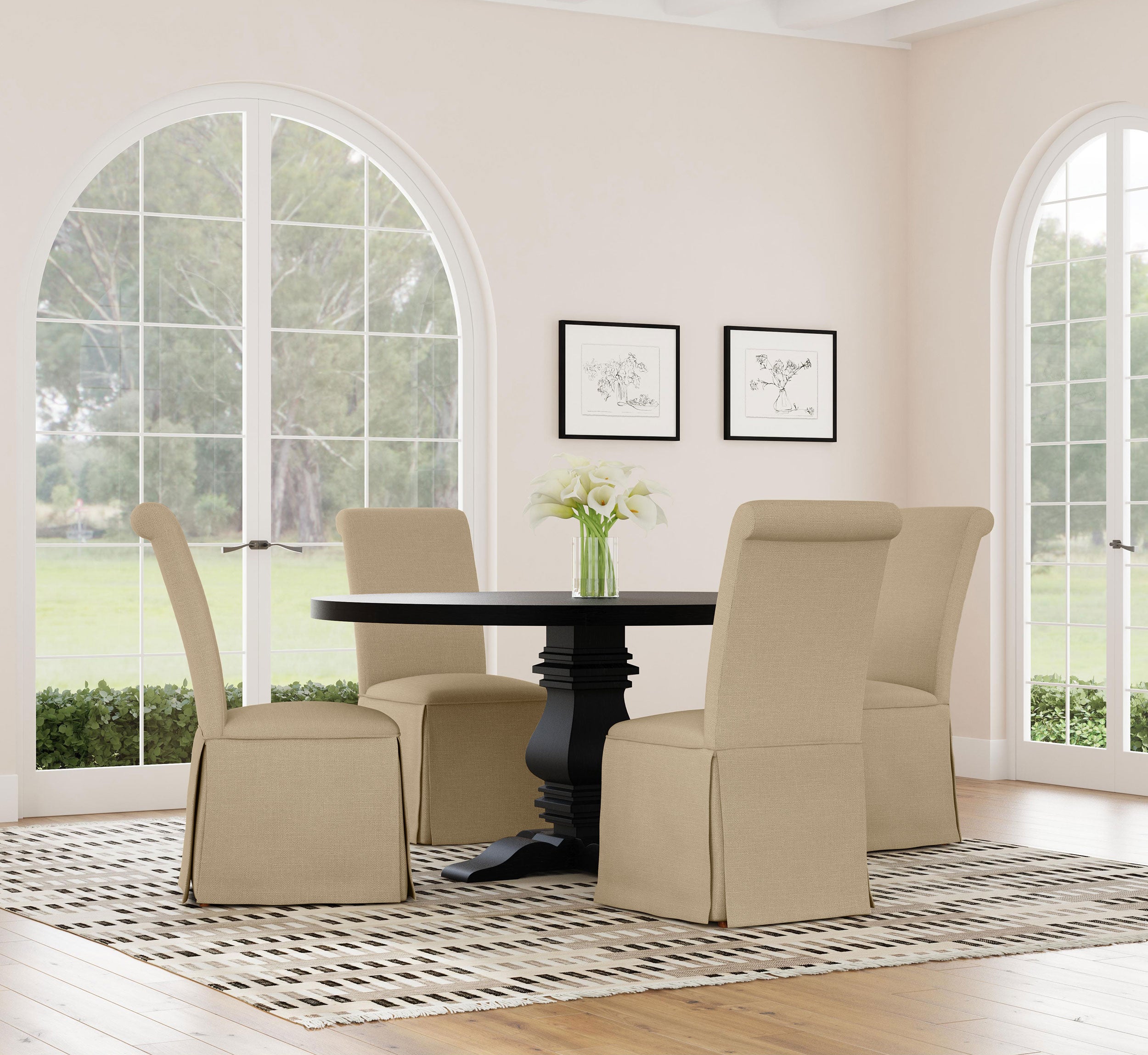 Florence Round 60-inch Pedestal Base Dining Table Black - MyWaynesHome #