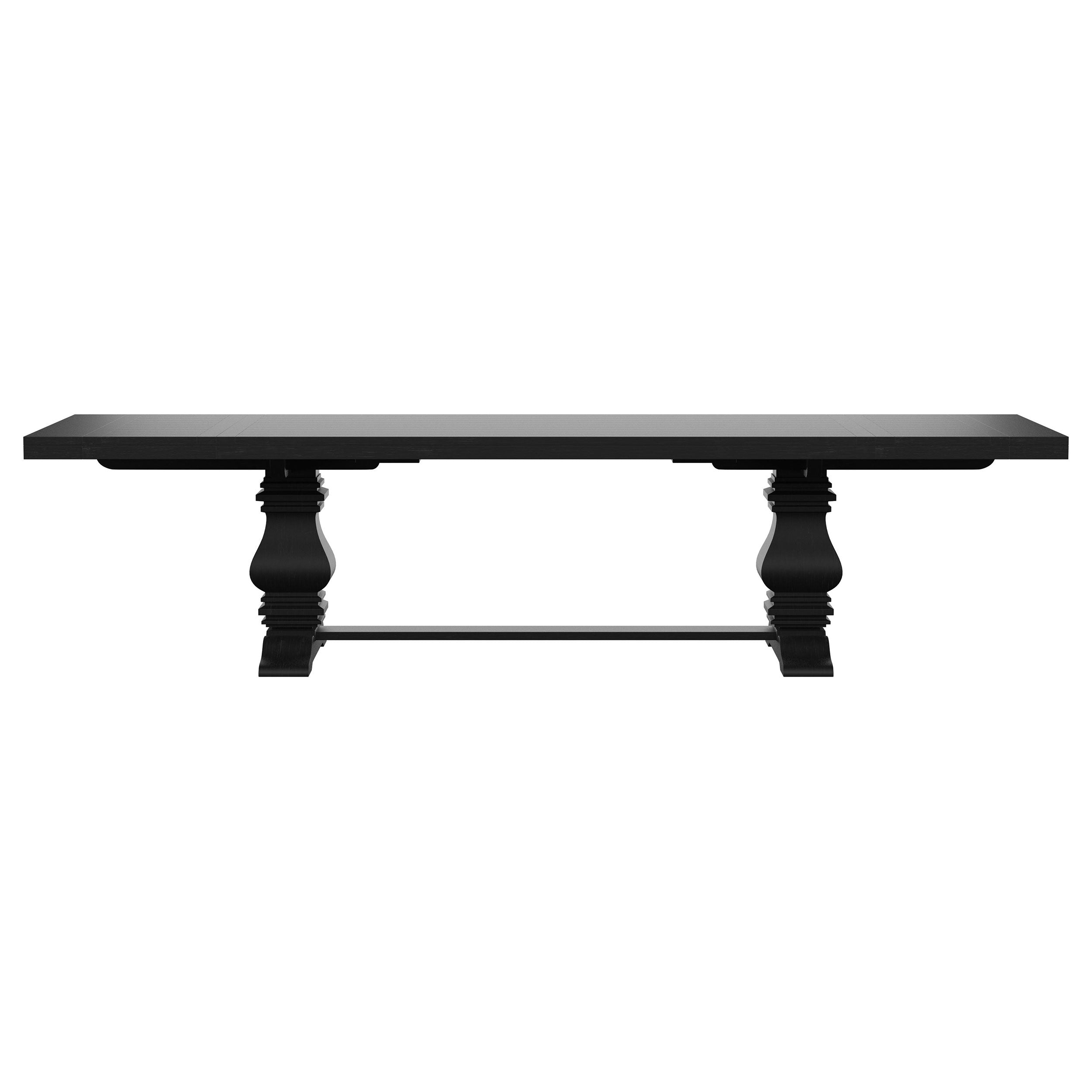 Florence 126-inch Extension Dining Table Distressed Black - MyWaynesHome #