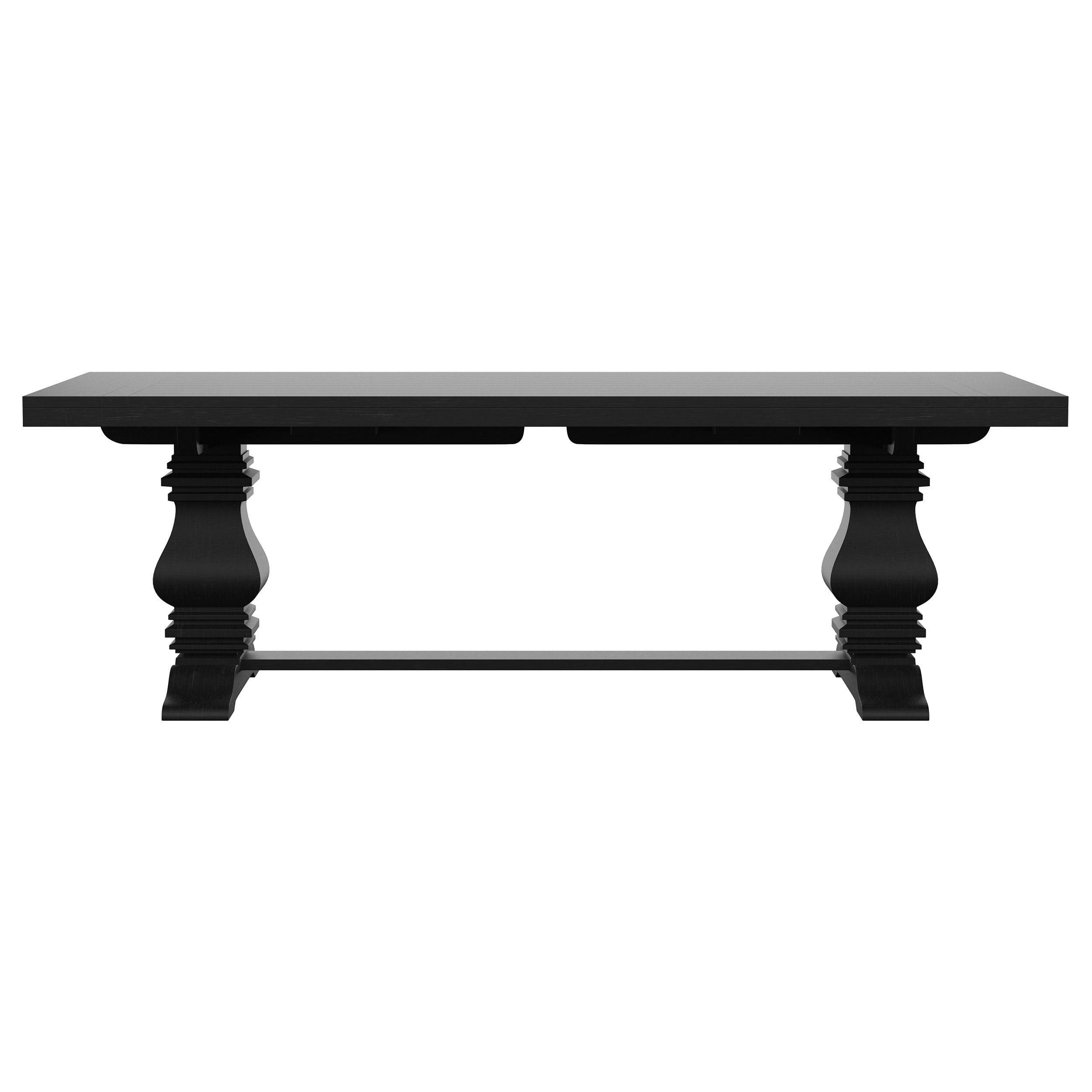 Florence 126-inch Extension Dining Table Distressed Black - MyWaynesHome #