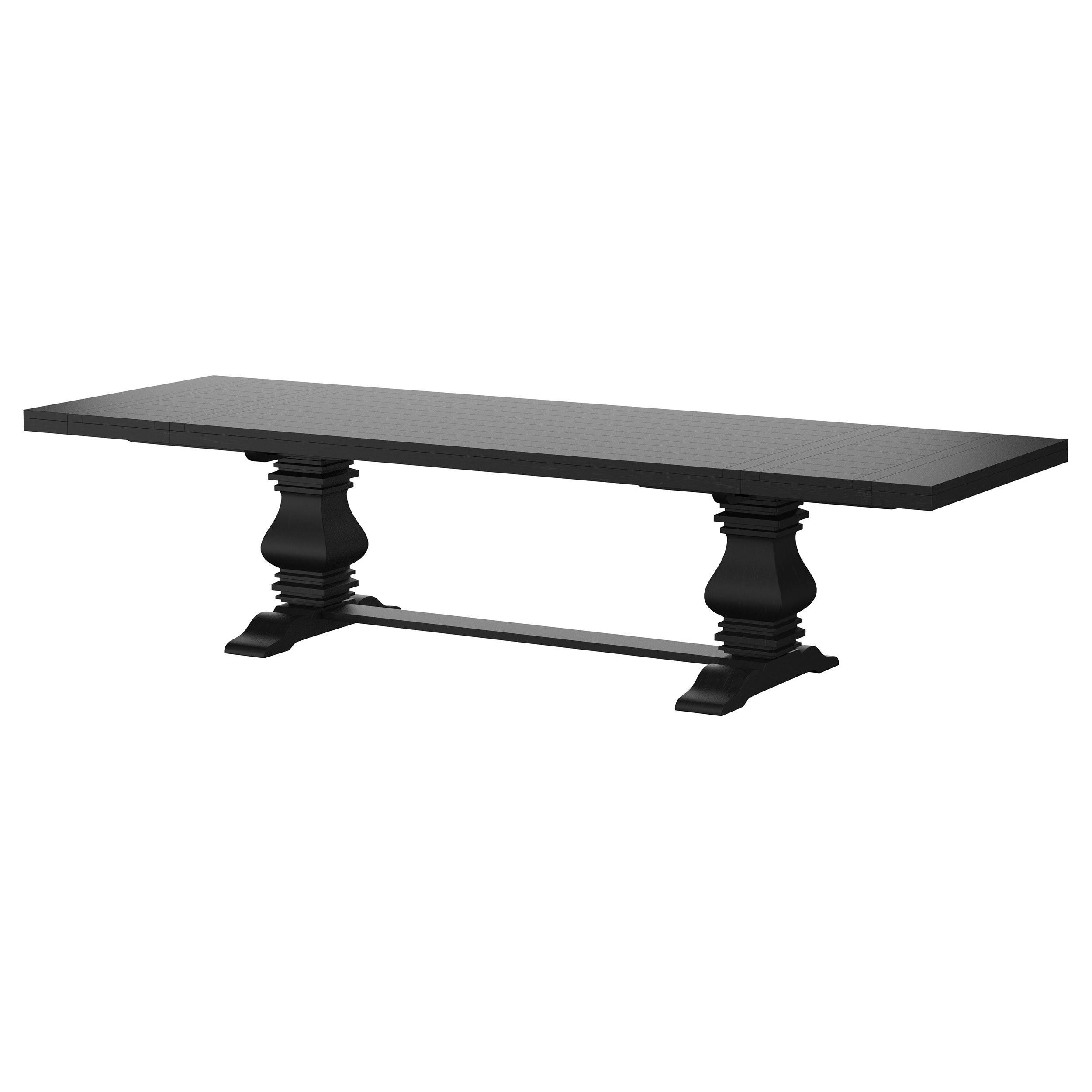 Florence 126-inch Extension Dining Table Distressed Black - MyWaynesHome #