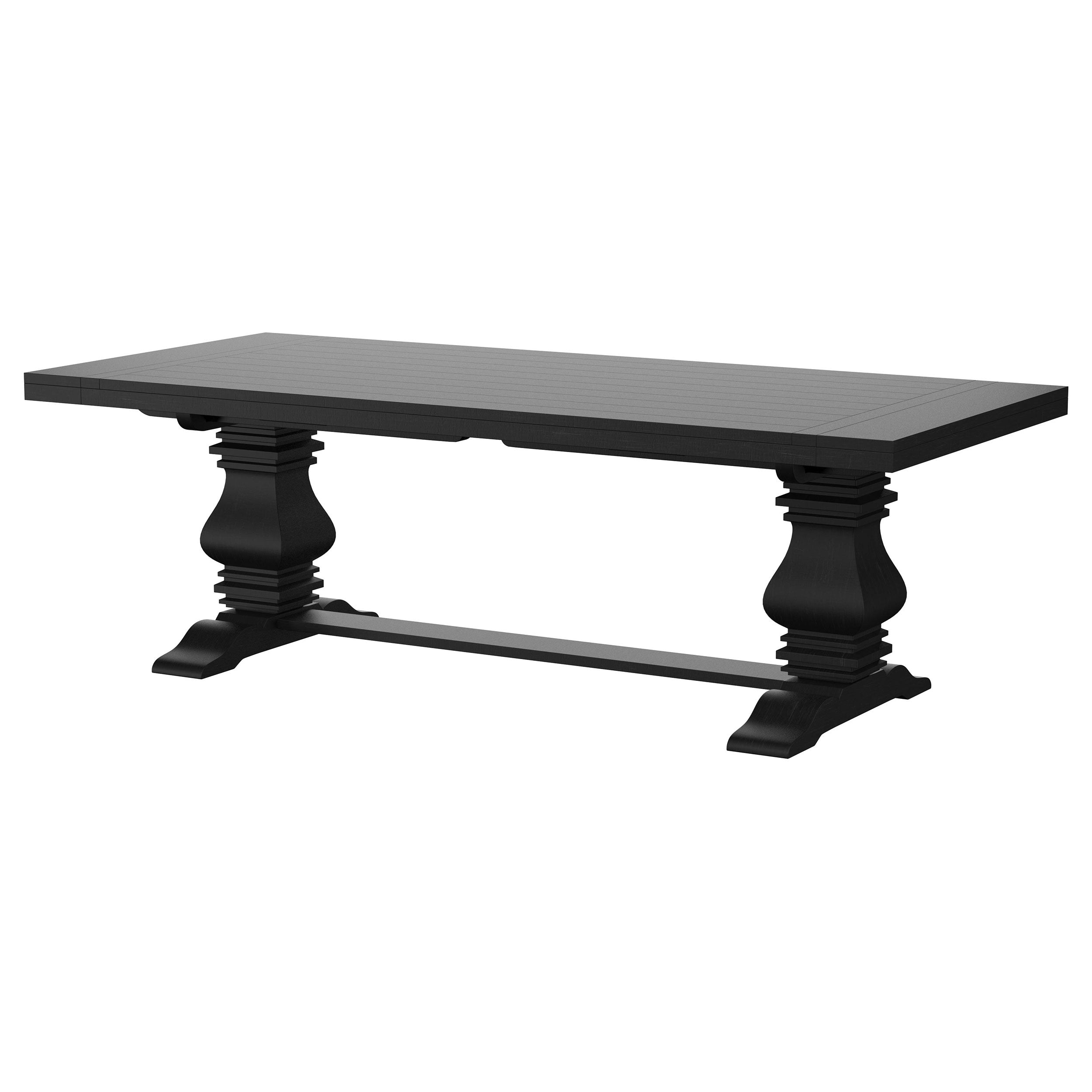 Florence 126-inch Extension Dining Table Distressed Black - MyWaynesHome #