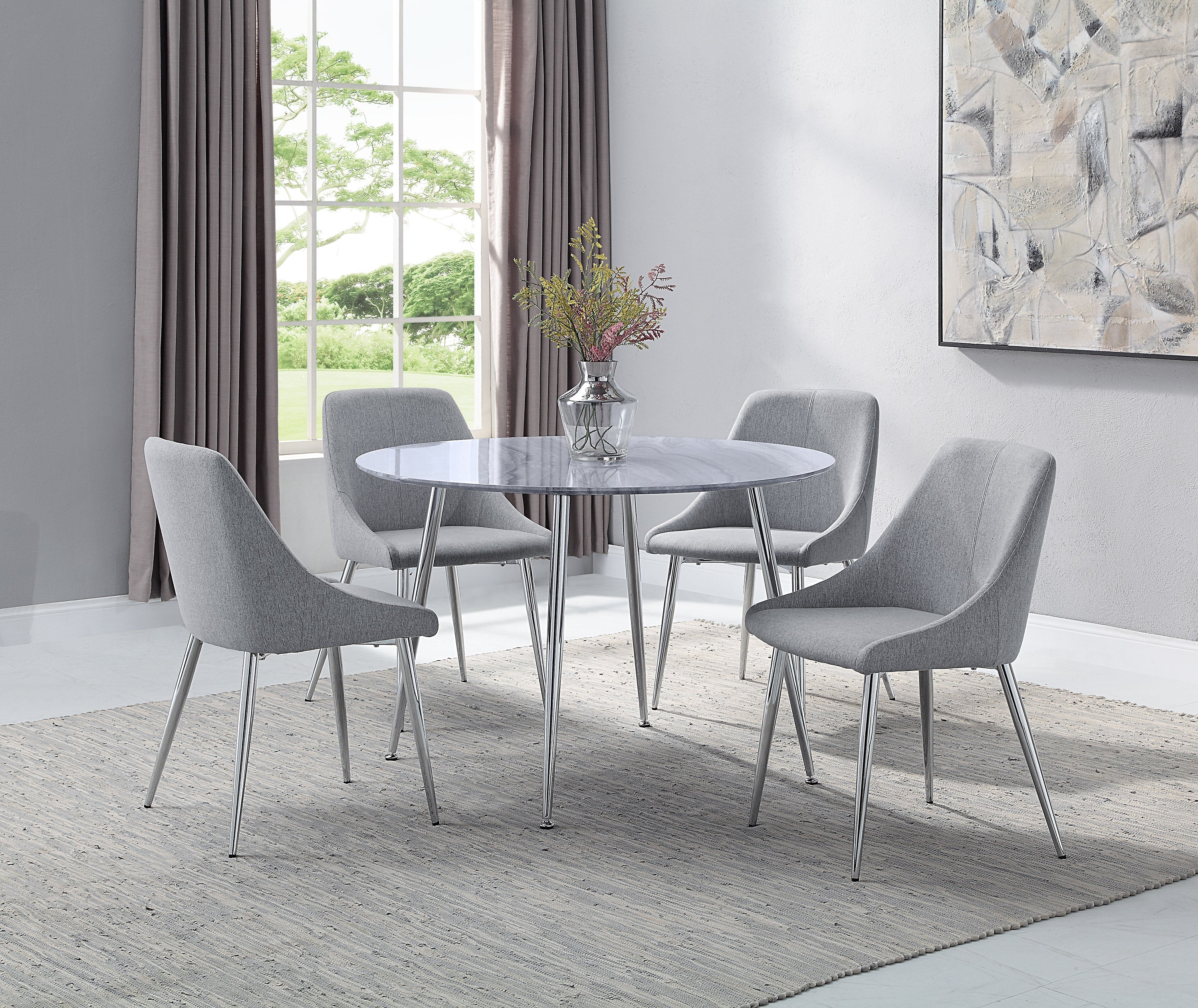 Tola Silver Glass-Top Round Dining Table - MyWaynesHome #