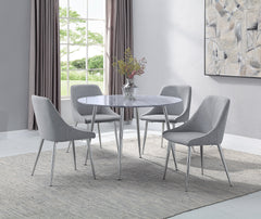 Tola Silver Glass-Top Round Dining Table - MyWaynesHome #