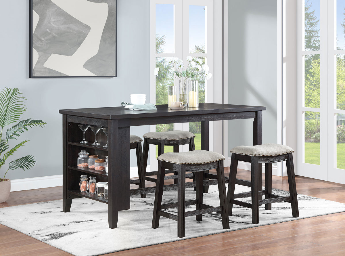 Elliston 5-piece Counter Height Dining Table Set Dark Grey - MyWaynesHome #