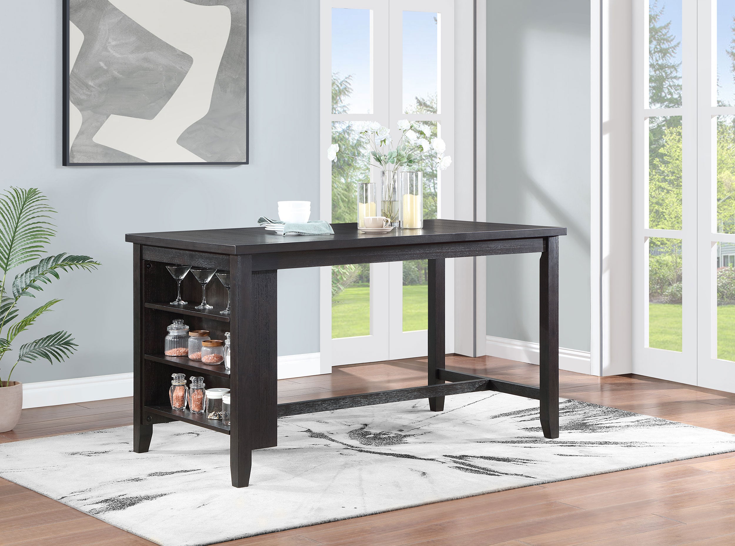 Elliston 66-inch Counter Height Dining Table Dark Grey - MyWaynesHome #
