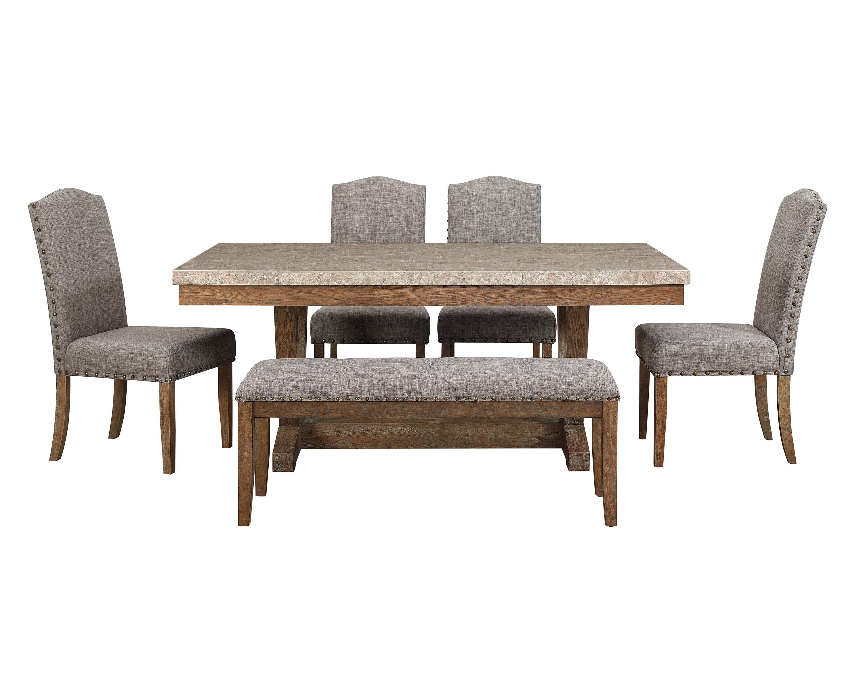 Vesper Brown/Gray Marble Rectangular Dining Set - MyWaynesHome #