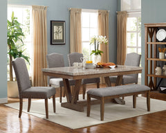 Vesper Brown/Gray Marble Rectangular Dining Set - MyWaynesHome #