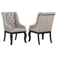 Phelps Upholstered Dining Arm Chair Tobacco And Distressed Noir