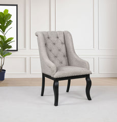 Phelps Upholstered Dining Arm Chair Tobacco And Distressed Noir
