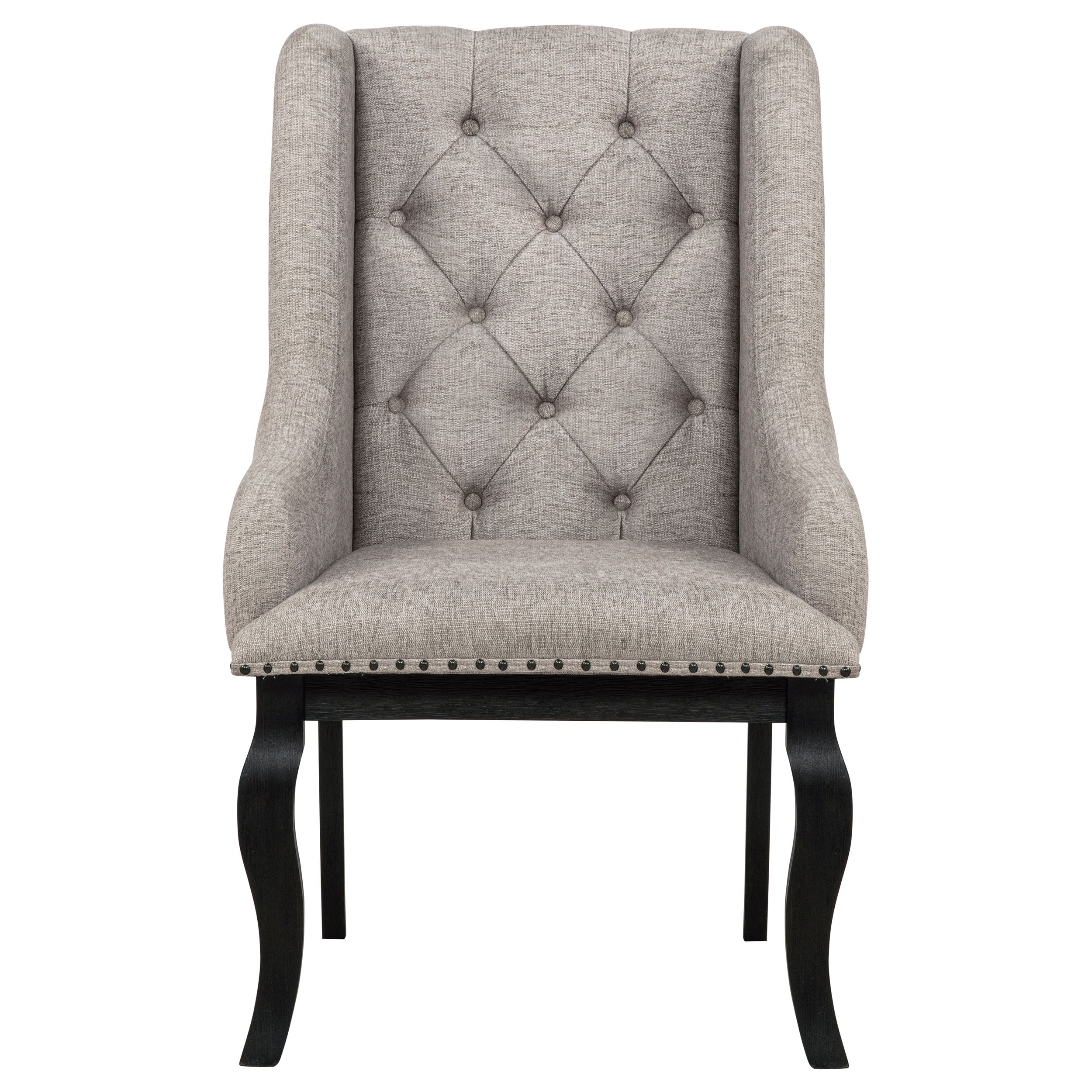 Phelps Upholstered Dining Arm Chair Tobacco And Distressed Noir