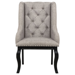 Phelps Upholstered Dining Arm Chair Tobacco And Distressed Noir