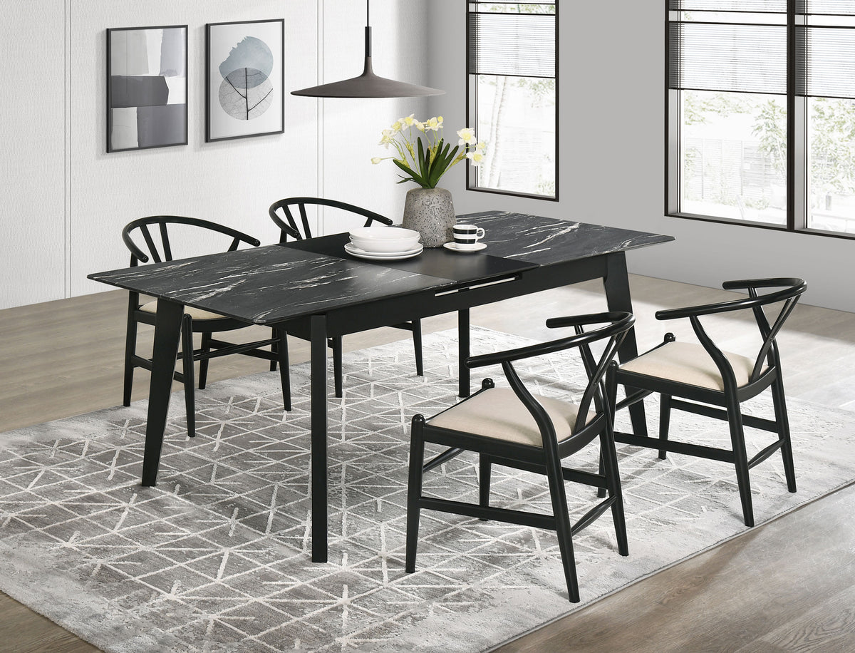 Crestmont 5-piece Extension Leaf Dining Table Set Black - MyWaynesHome #