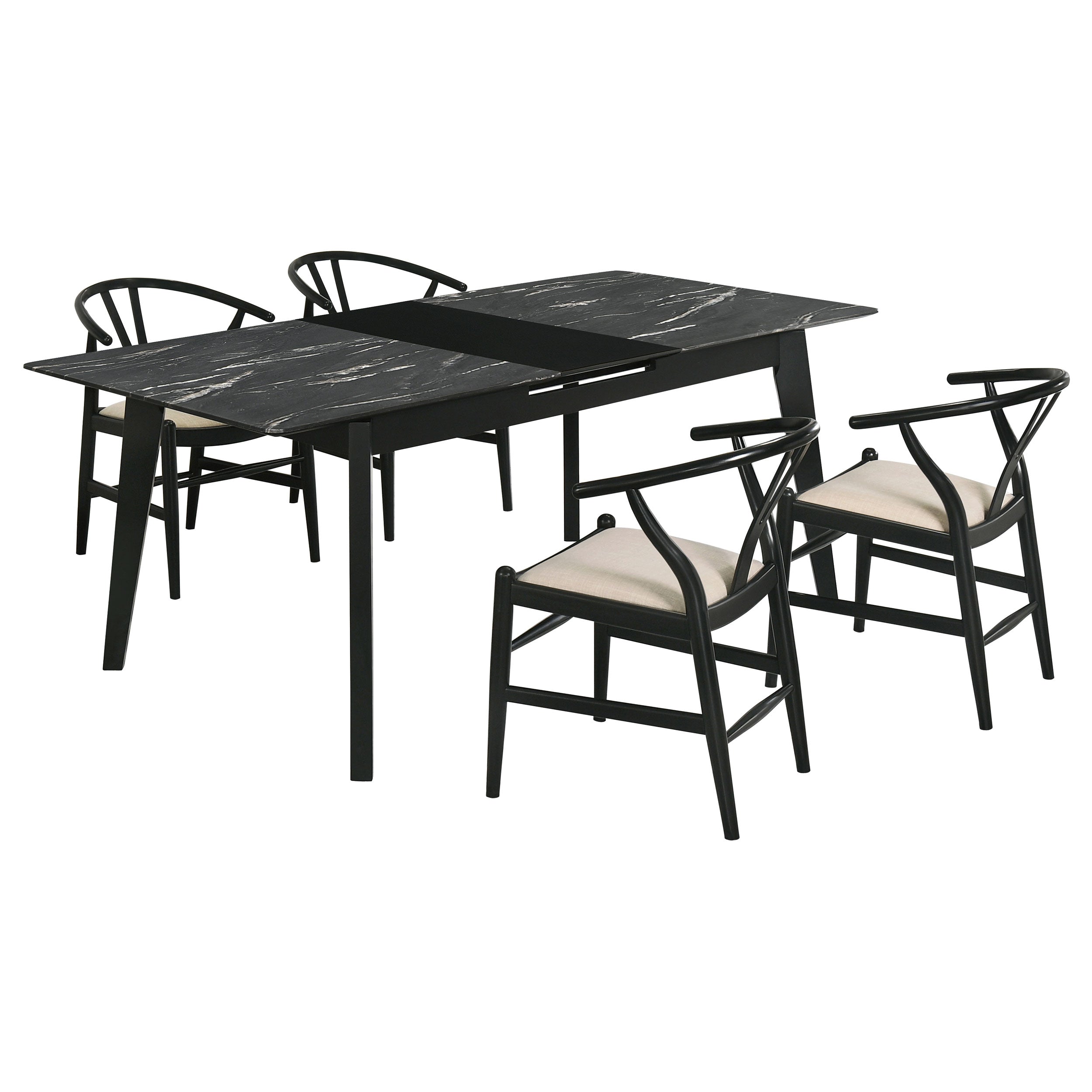 Crestmont 5-piece Extension Leaf Dining Table Set Black - MyWaynesHome #