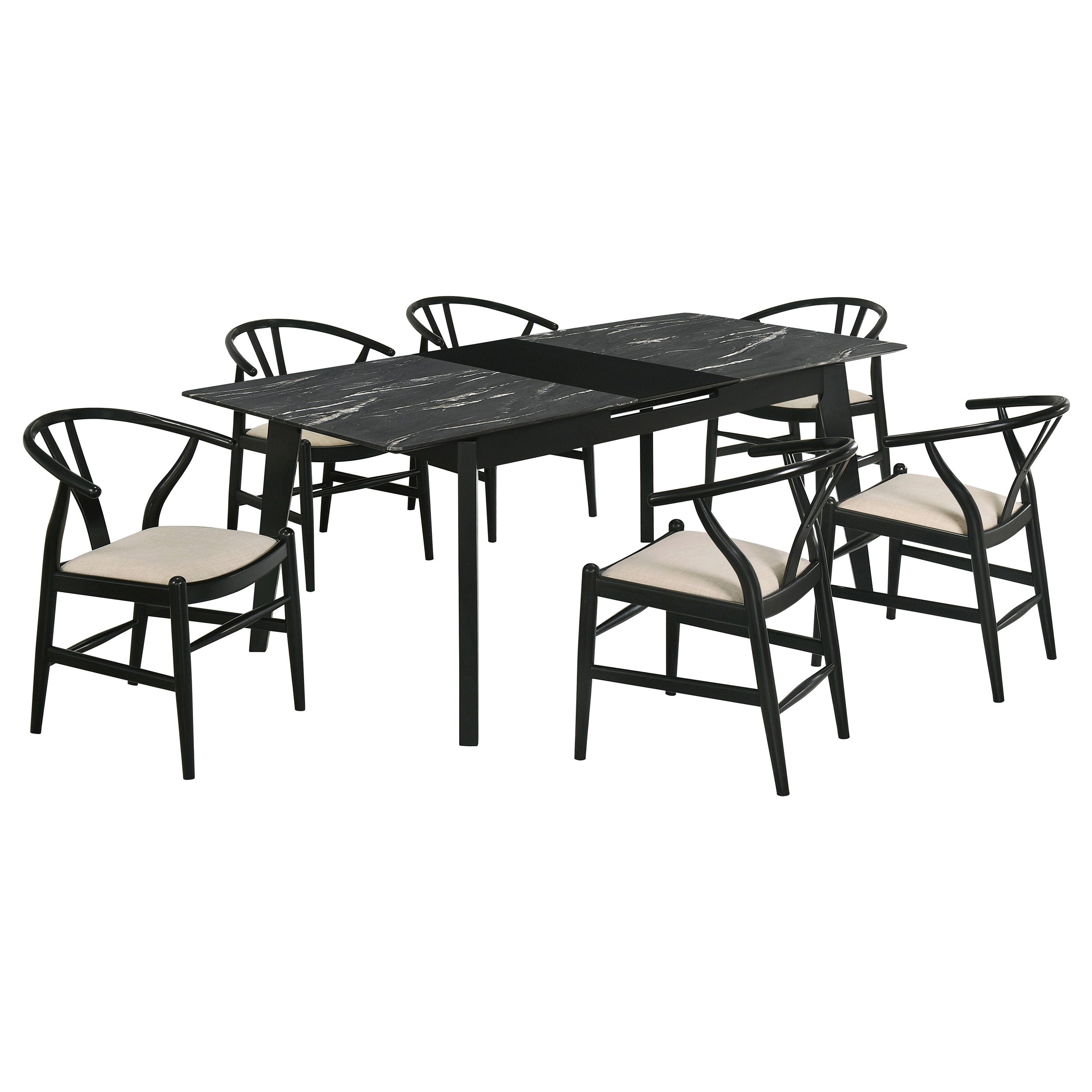 Crestmont 7-piece Extension Leaf Dining Table Set Black - MyWaynesHome #