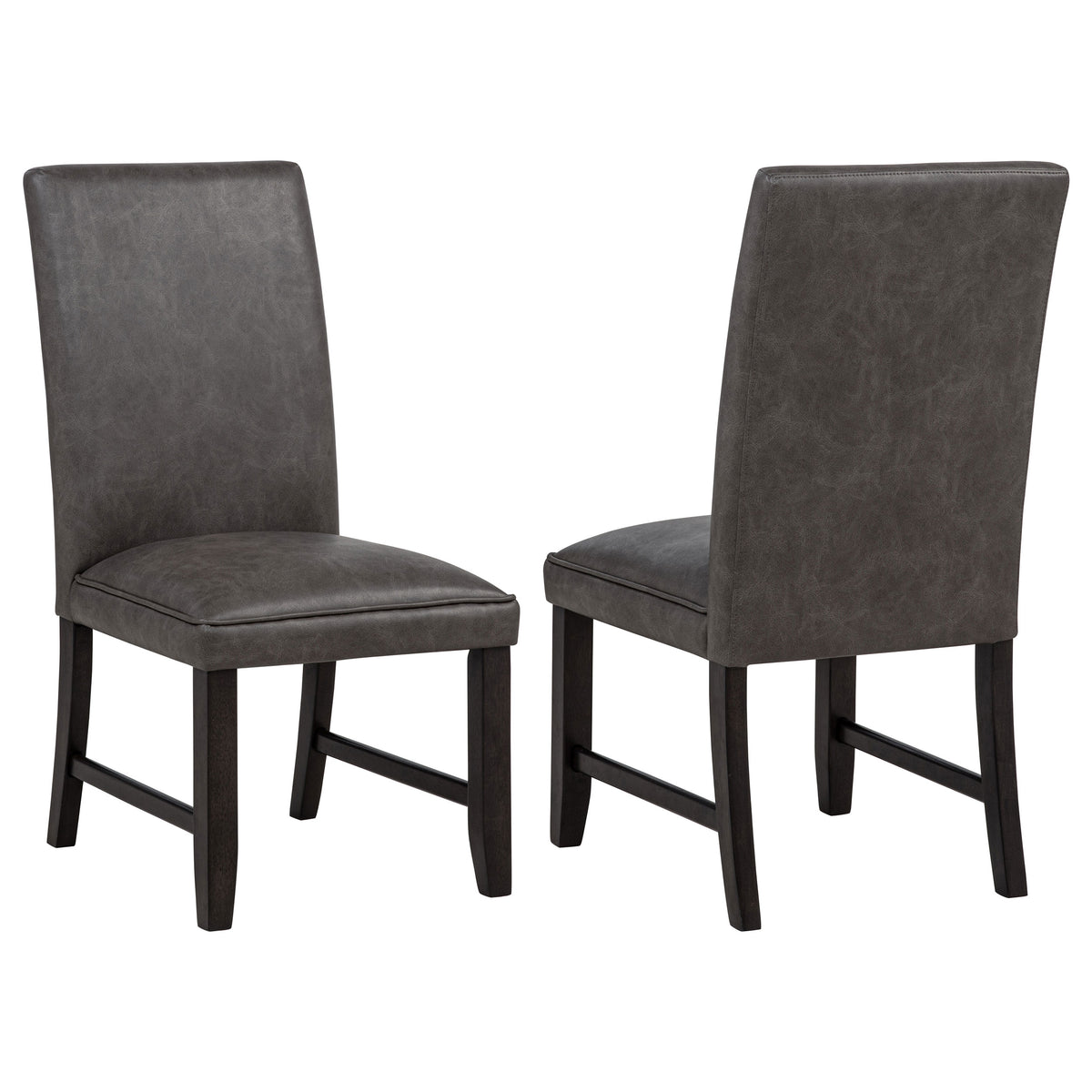 Averill Faux Leather Upholstered Dining Side Chair Dark Grey (set Of 2)