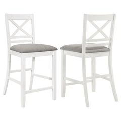 Hollis Wood Counter Chair With Cushion White (set Of 2) - MyWaynesHome #