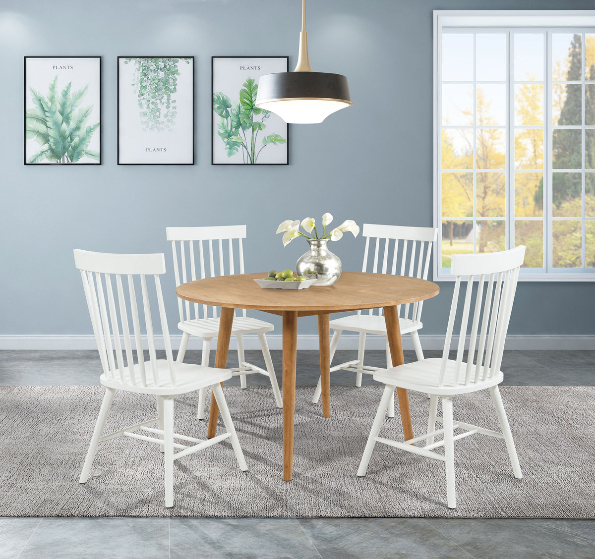 Andrews 5-piece Round Dining Table Set Light Ash And White