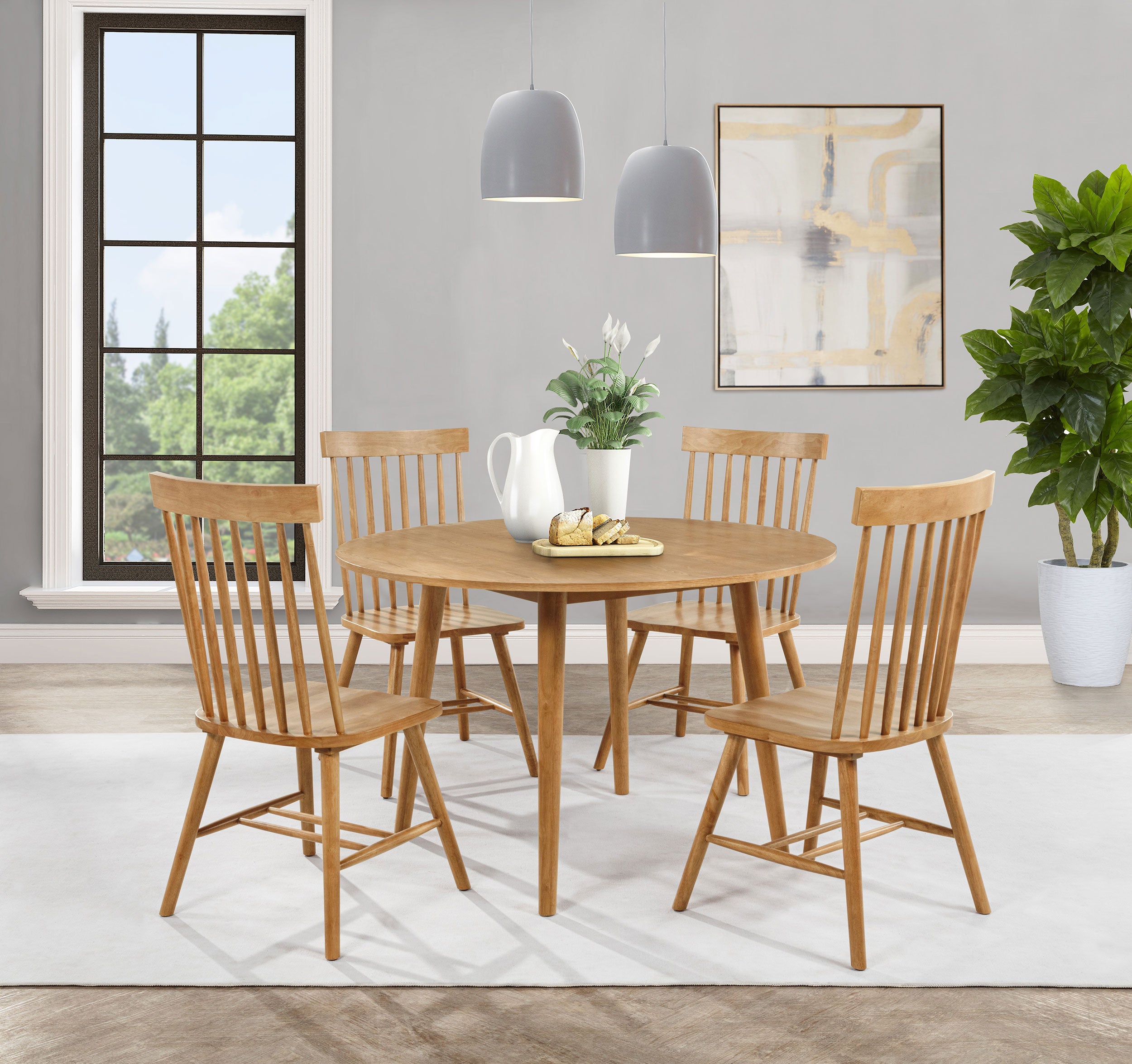Andrews Windsor Spindle Back Dining Side Chair Light Ash (set Of 2)