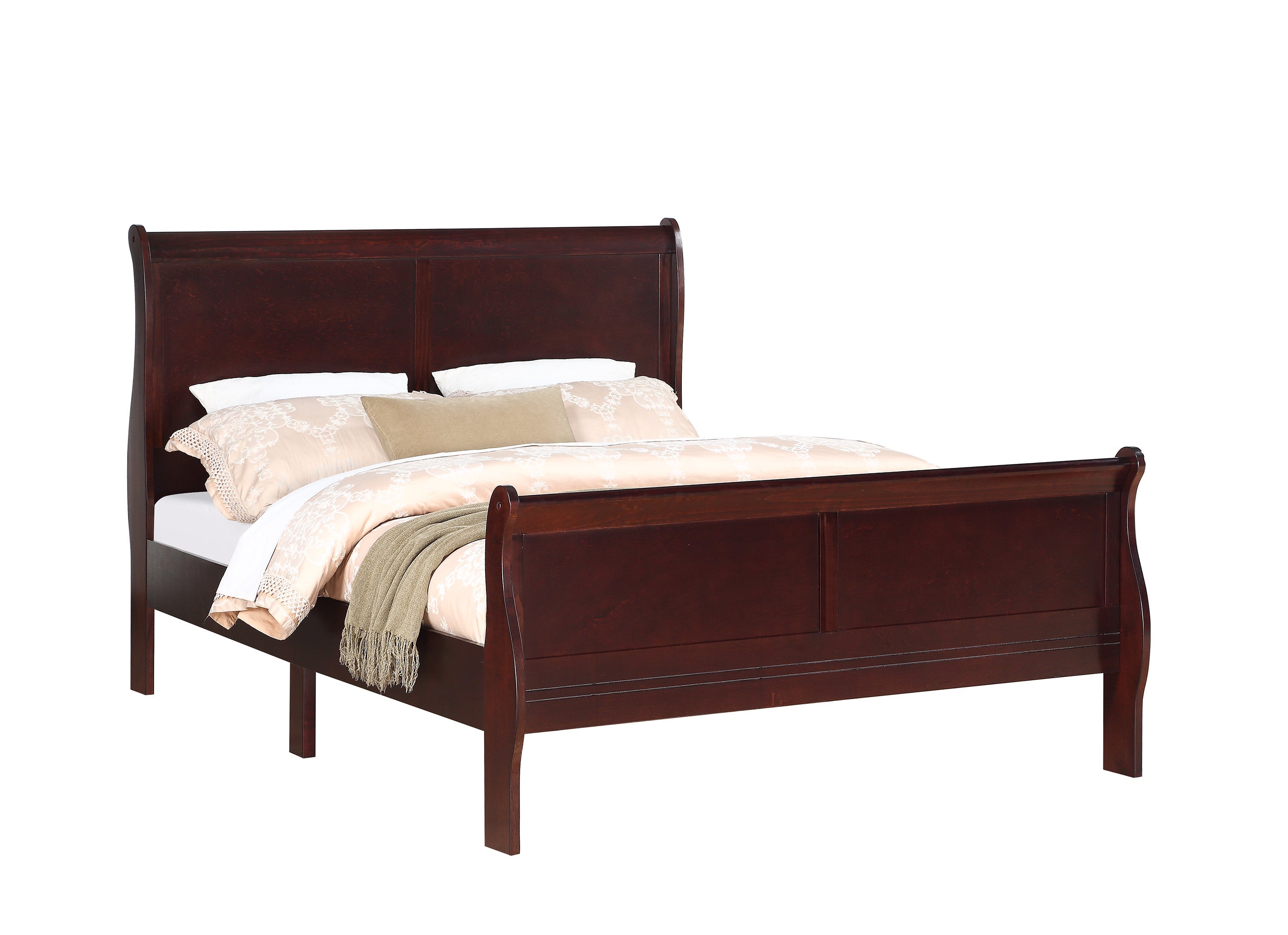 Louis Philip Cherry Queen Sleigh Bed - MyWaynesHome #