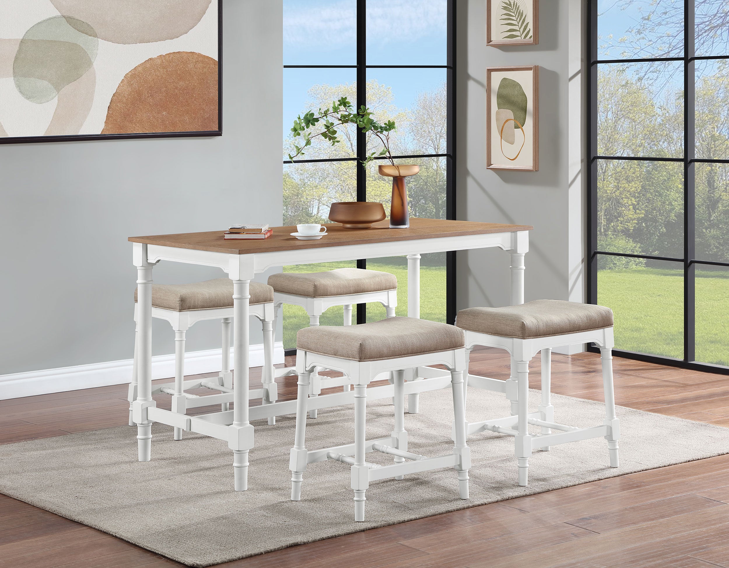 Martina 5-piece Rectangular Counter Height Dining Set White - MyWaynesHome #