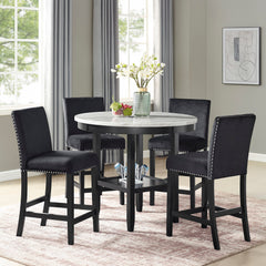 Lennon Black/White Faux Marble-Top Round Counter Height Table - MyWaynesHome #