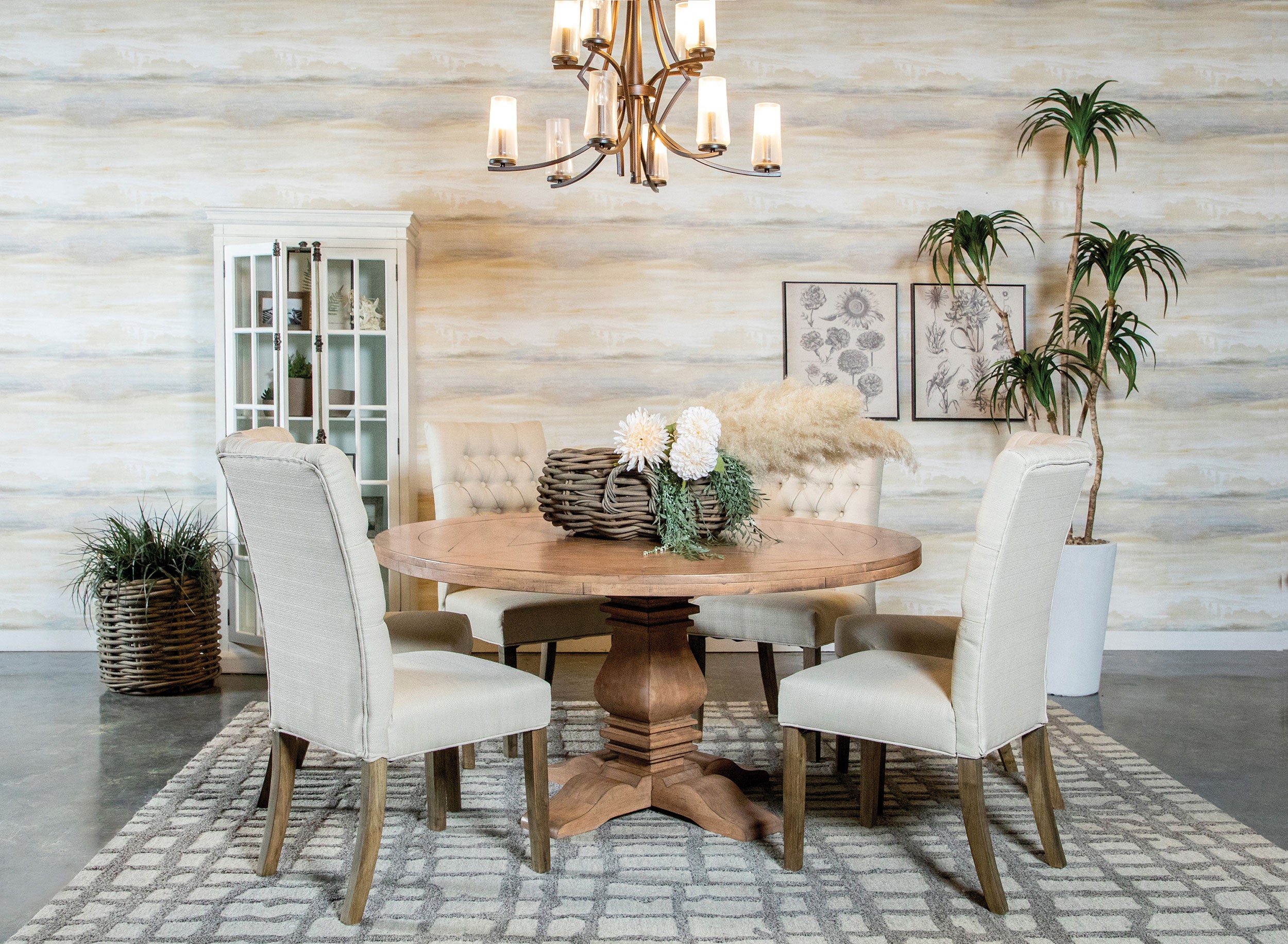 Florence 7-piece Round Dining Table Set Rustic Honey - MyWaynesHome #