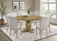 Florence 7-piece Round Dining Table Set Rustic Honey - MyWaynesHome #