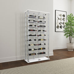 Montara Tempered Glass Wine Storage Led Curio Cabinet Chrome - MyWaynesHome #