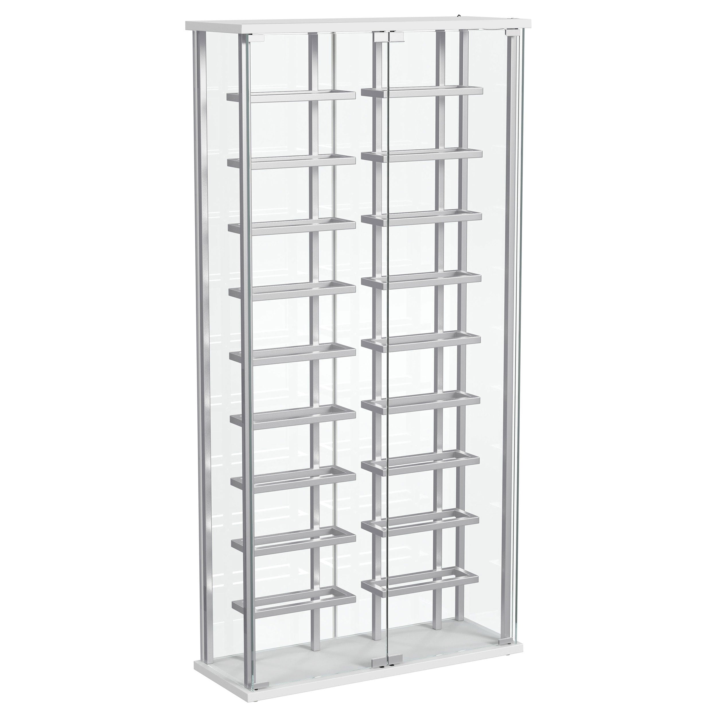 Montara Tempered Glass Wine Storage Led Curio Cabinet Chrome - MyWaynesHome #