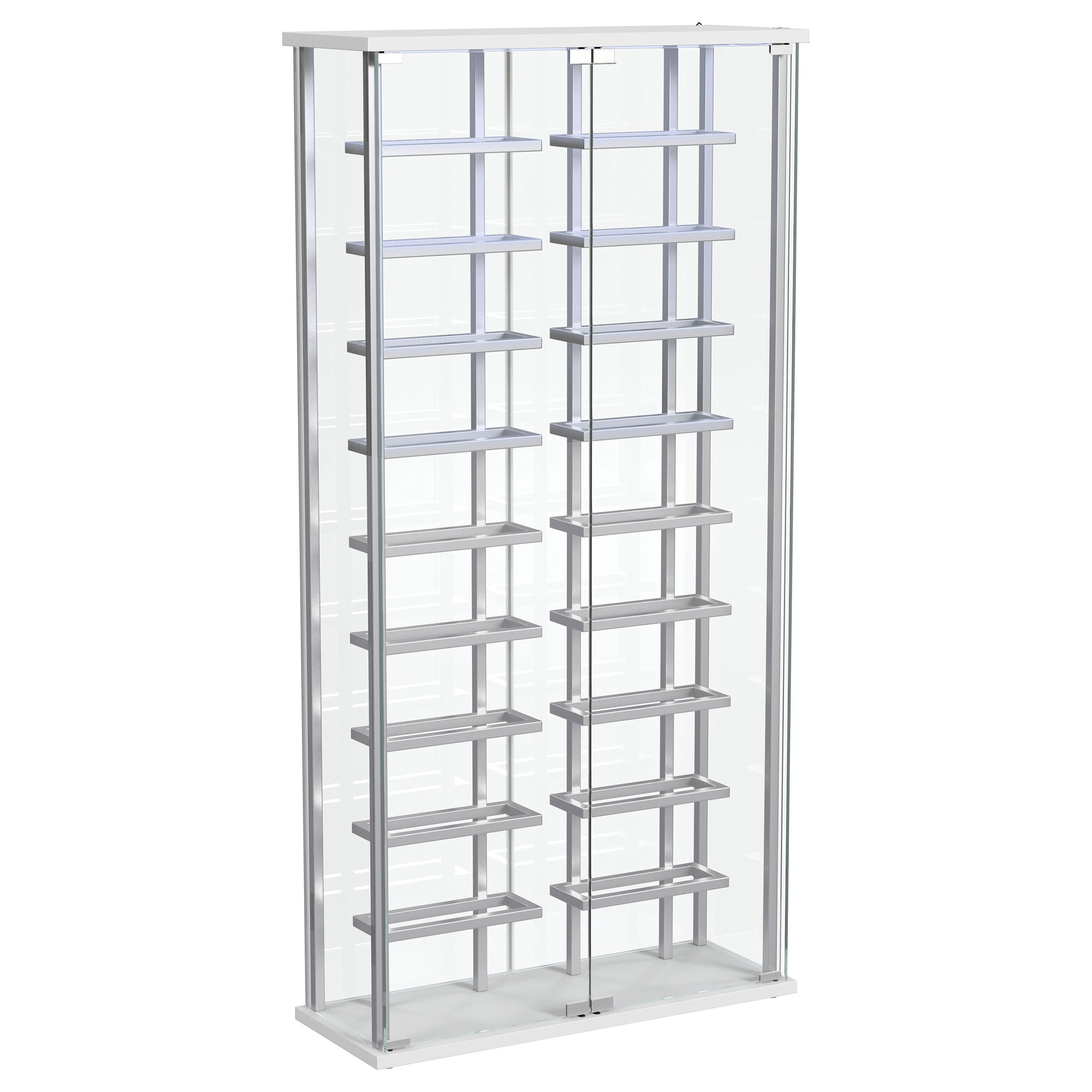 Montara Tempered Glass Wine Storage Led Curio Cabinet Chrome - MyWaynesHome #