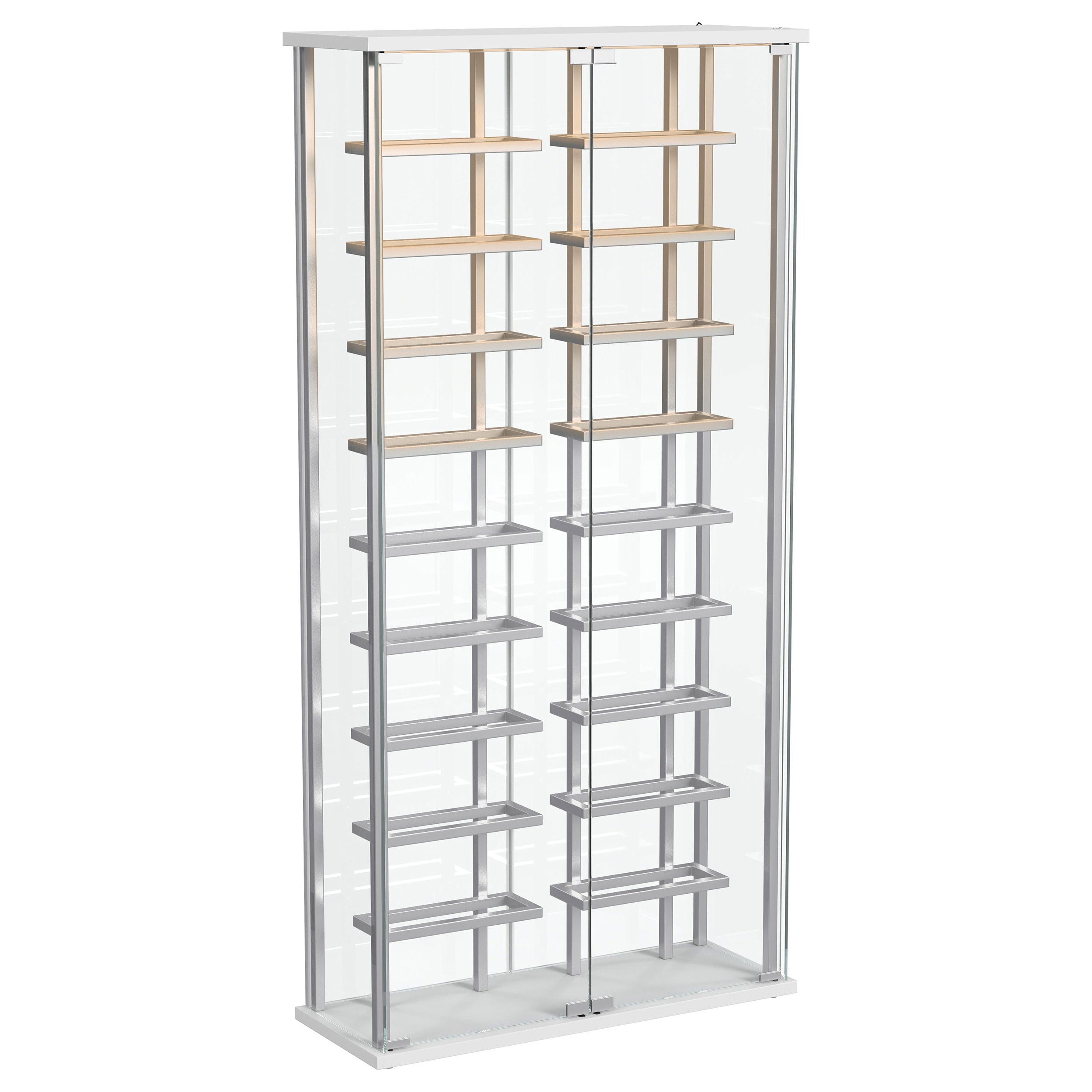 Montara Tempered Glass Wine Storage Led Curio Cabinet Chrome - MyWaynesHome #