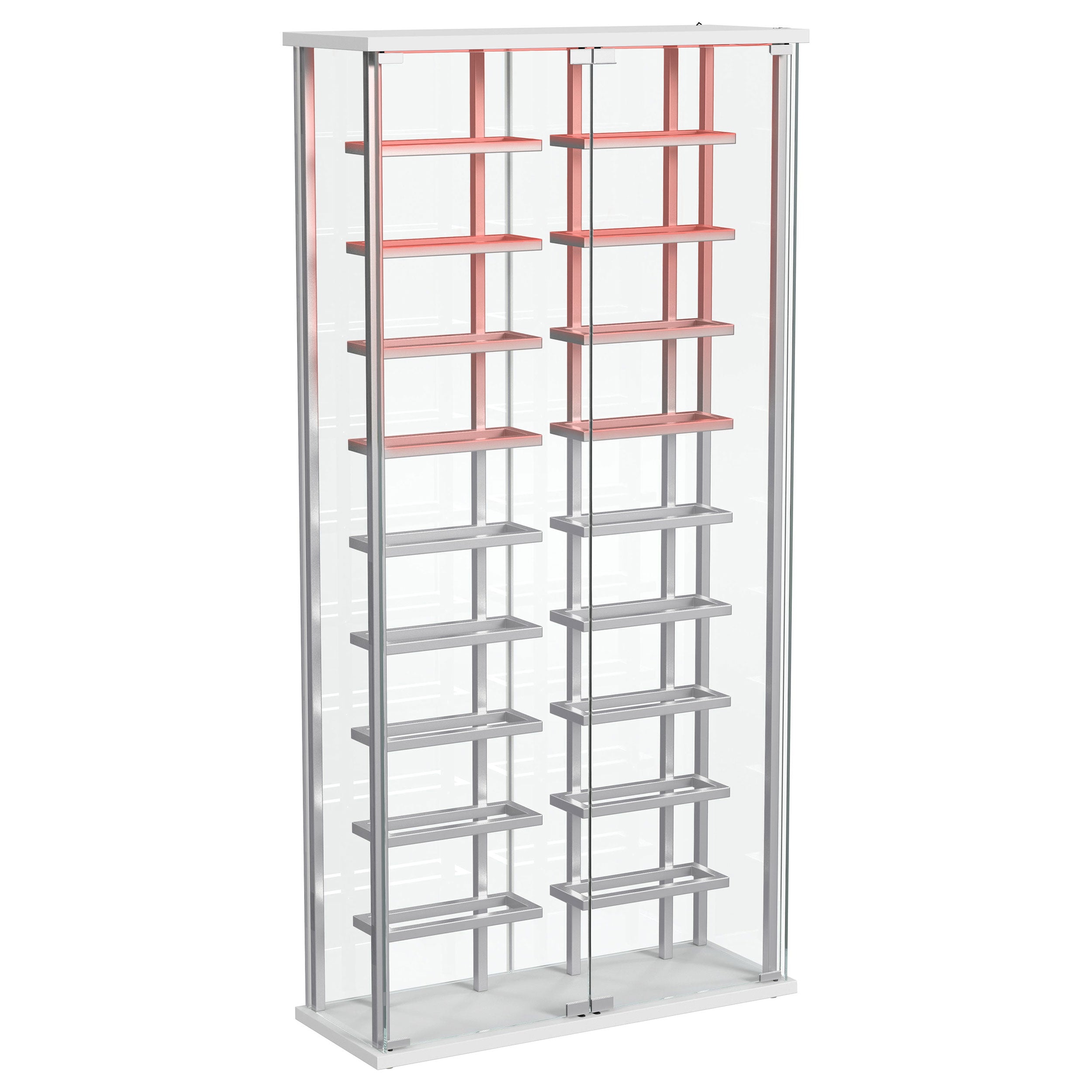 Montara Tempered Glass Wine Storage Led Curio Cabinet Chrome - MyWaynesHome #
