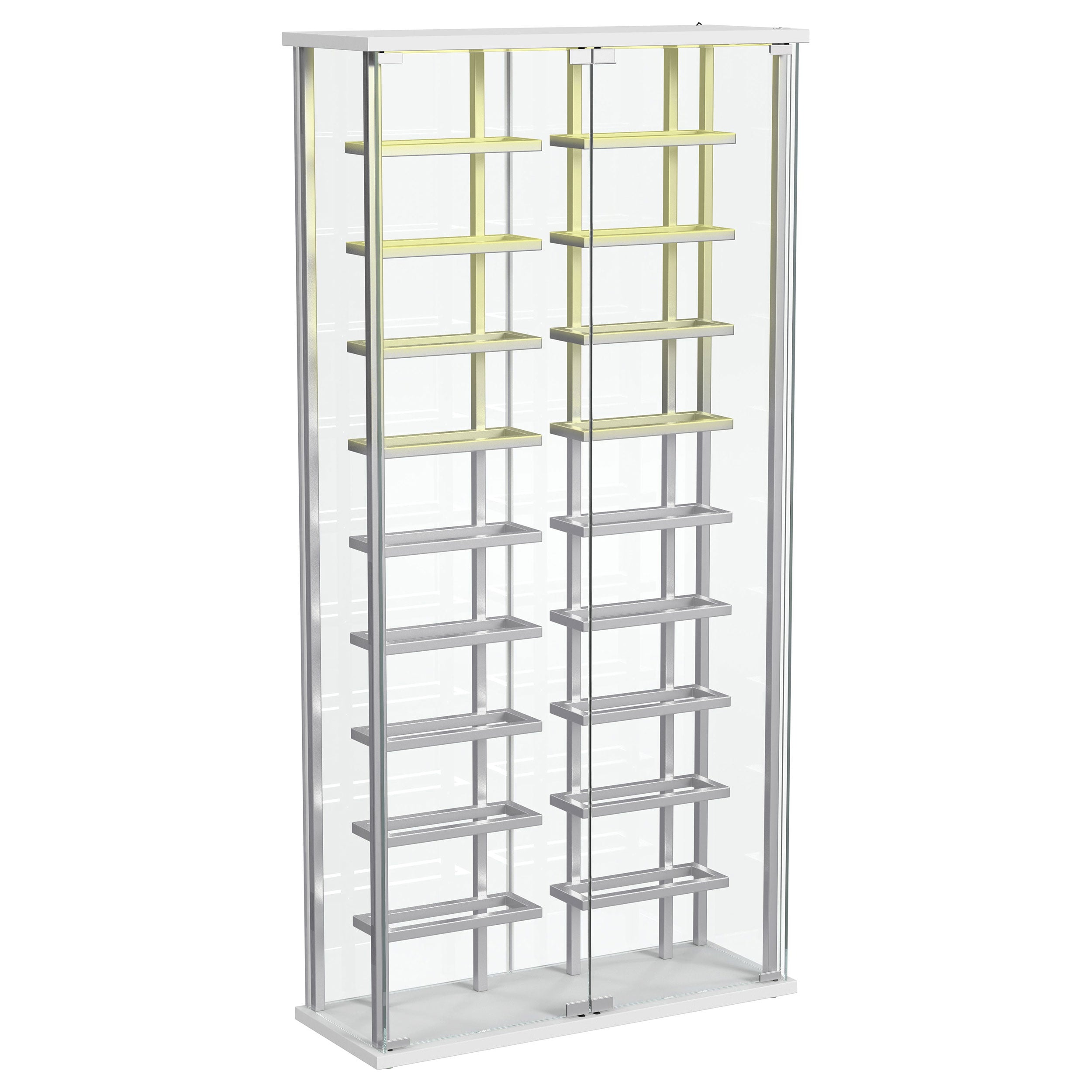 Montara Tempered Glass Wine Storage Led Curio Cabinet Chrome - MyWaynesHome #