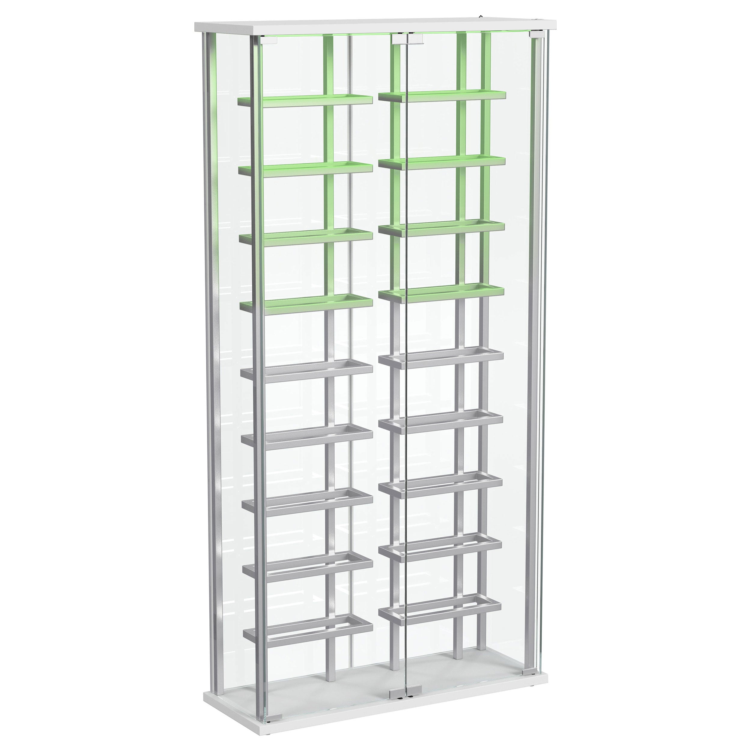 Montara Tempered Glass Wine Storage Led Curio Cabinet Chrome - MyWaynesHome #