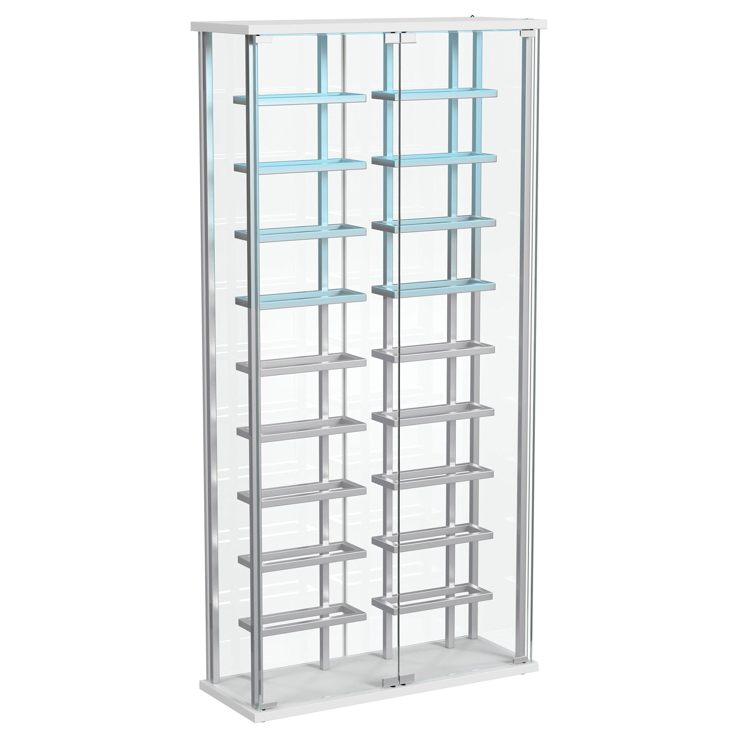 Montara Tempered Glass Wine Storage Led Curio Cabinet Chrome - MyWaynesHome #