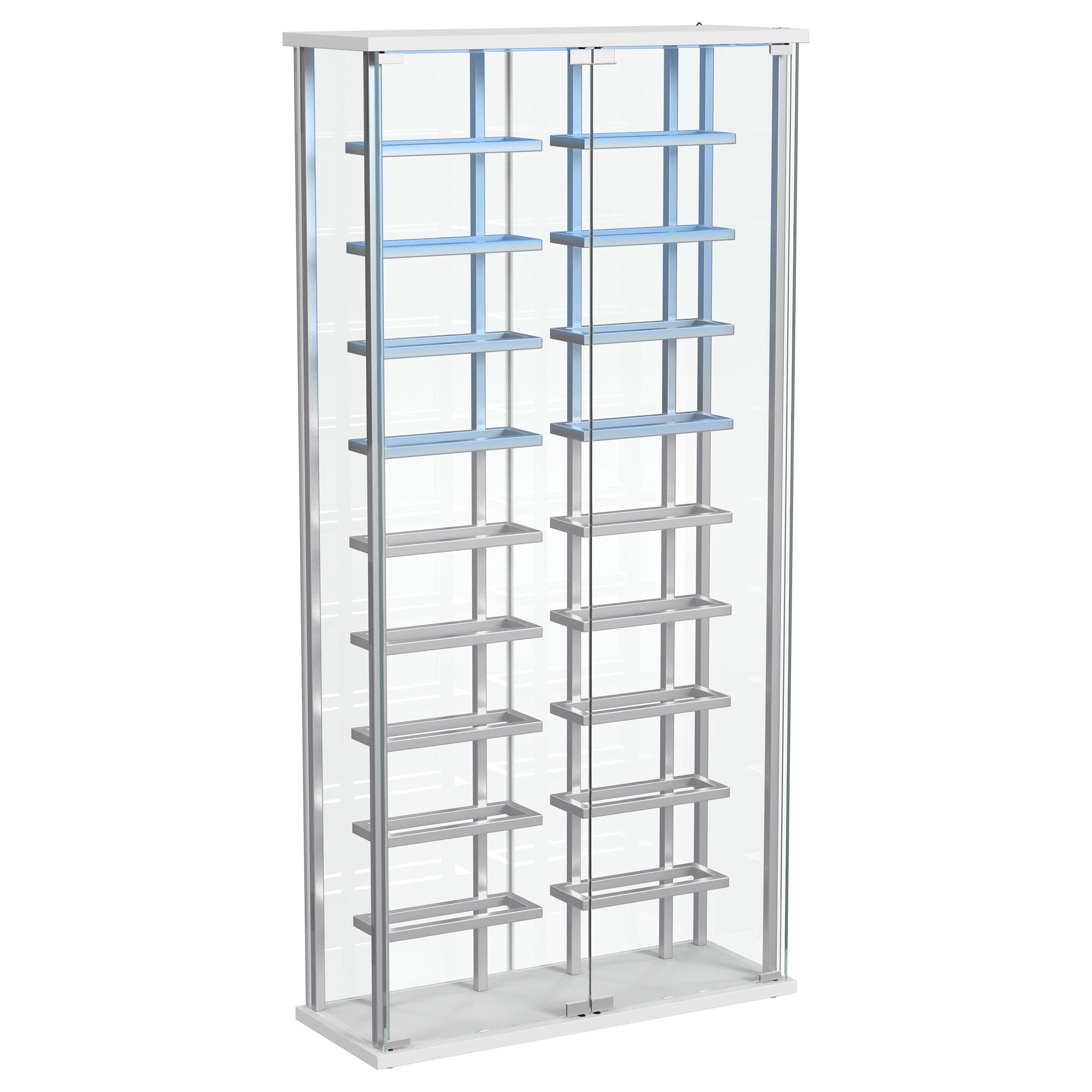 Montara Tempered Glass Wine Storage Led Curio Cabinet Chrome - MyWaynesHome #