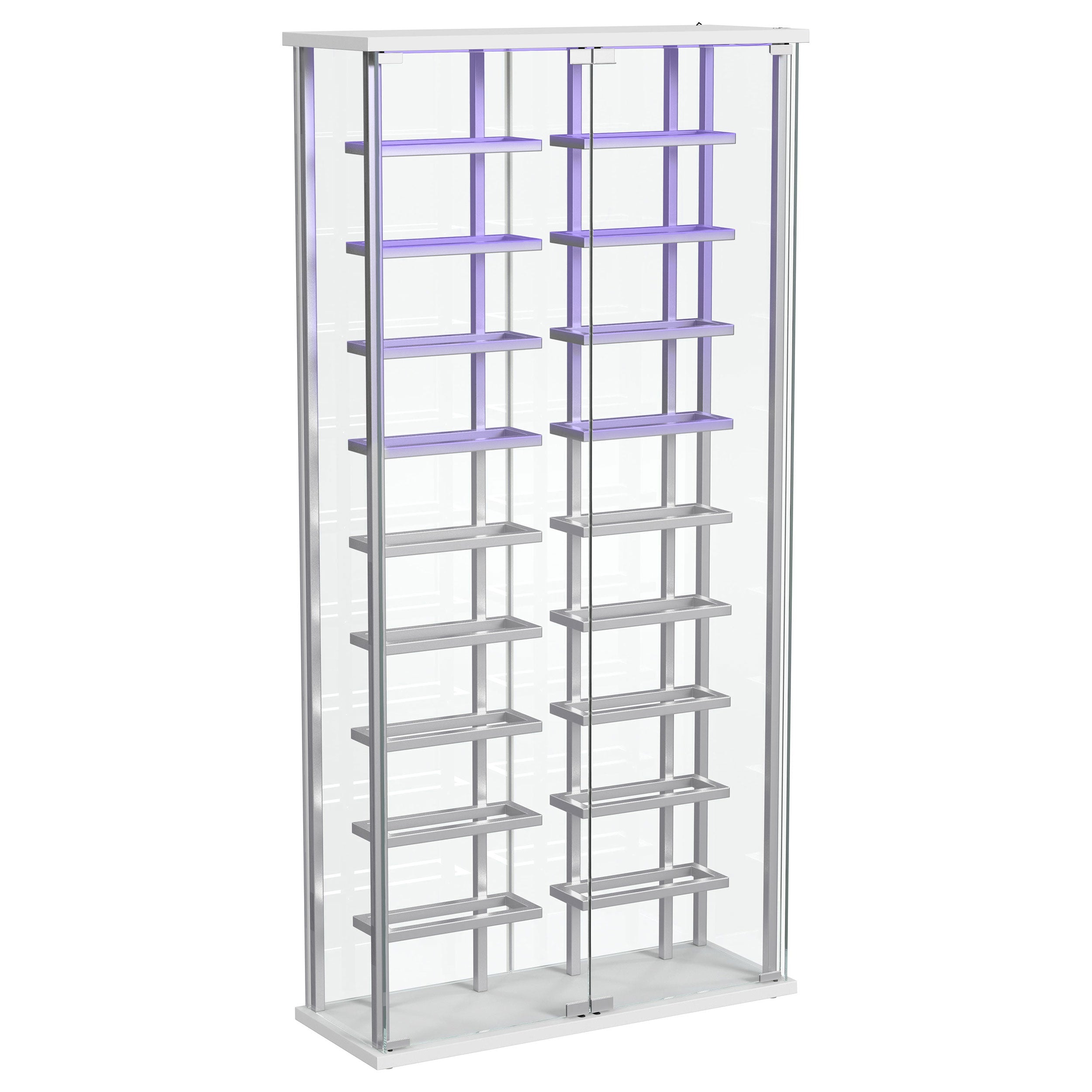 Montara Tempered Glass Wine Storage Led Curio Cabinet Chrome - MyWaynesHome #