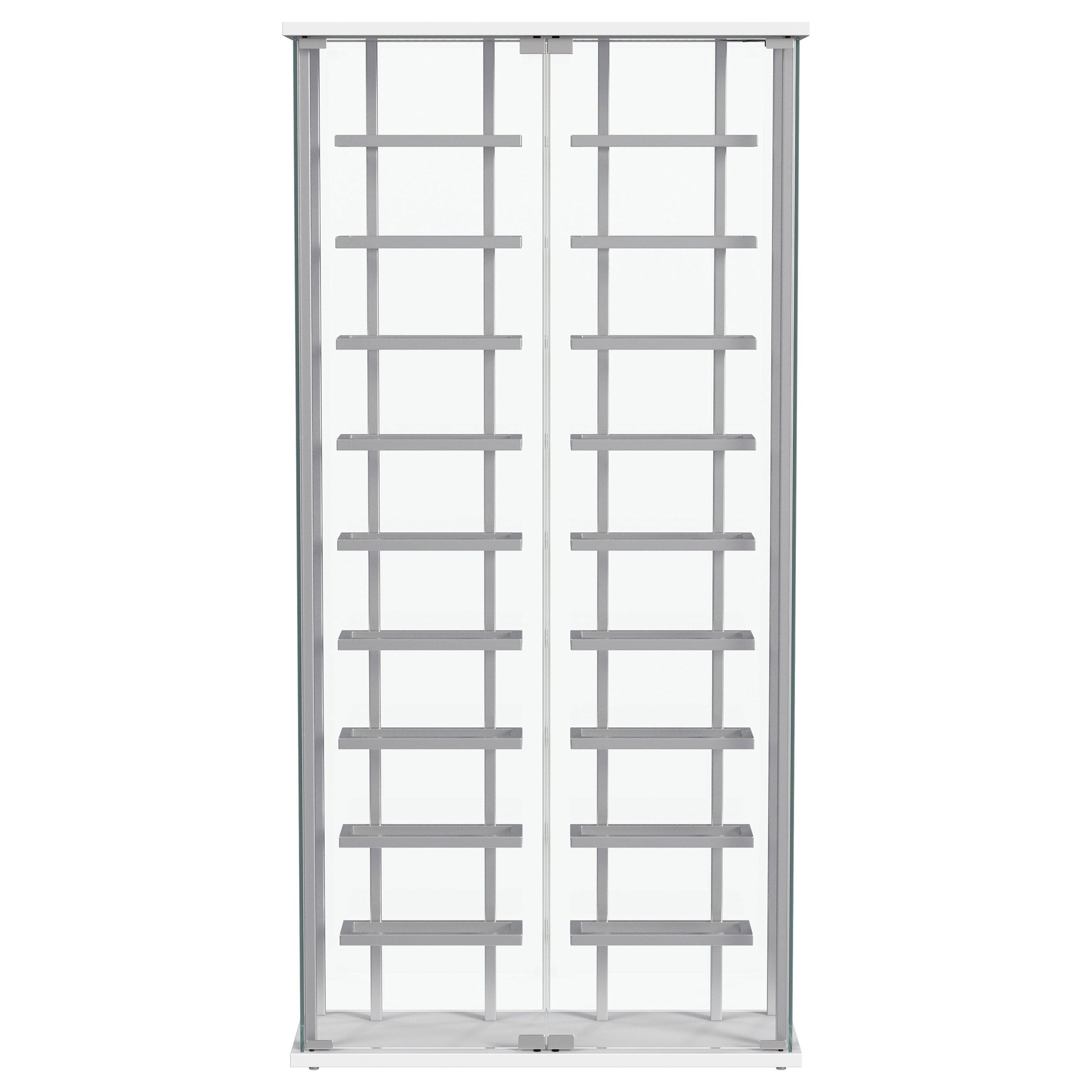 Montara Tempered Glass Wine Storage Led Curio Cabinet Chrome - MyWaynesHome #