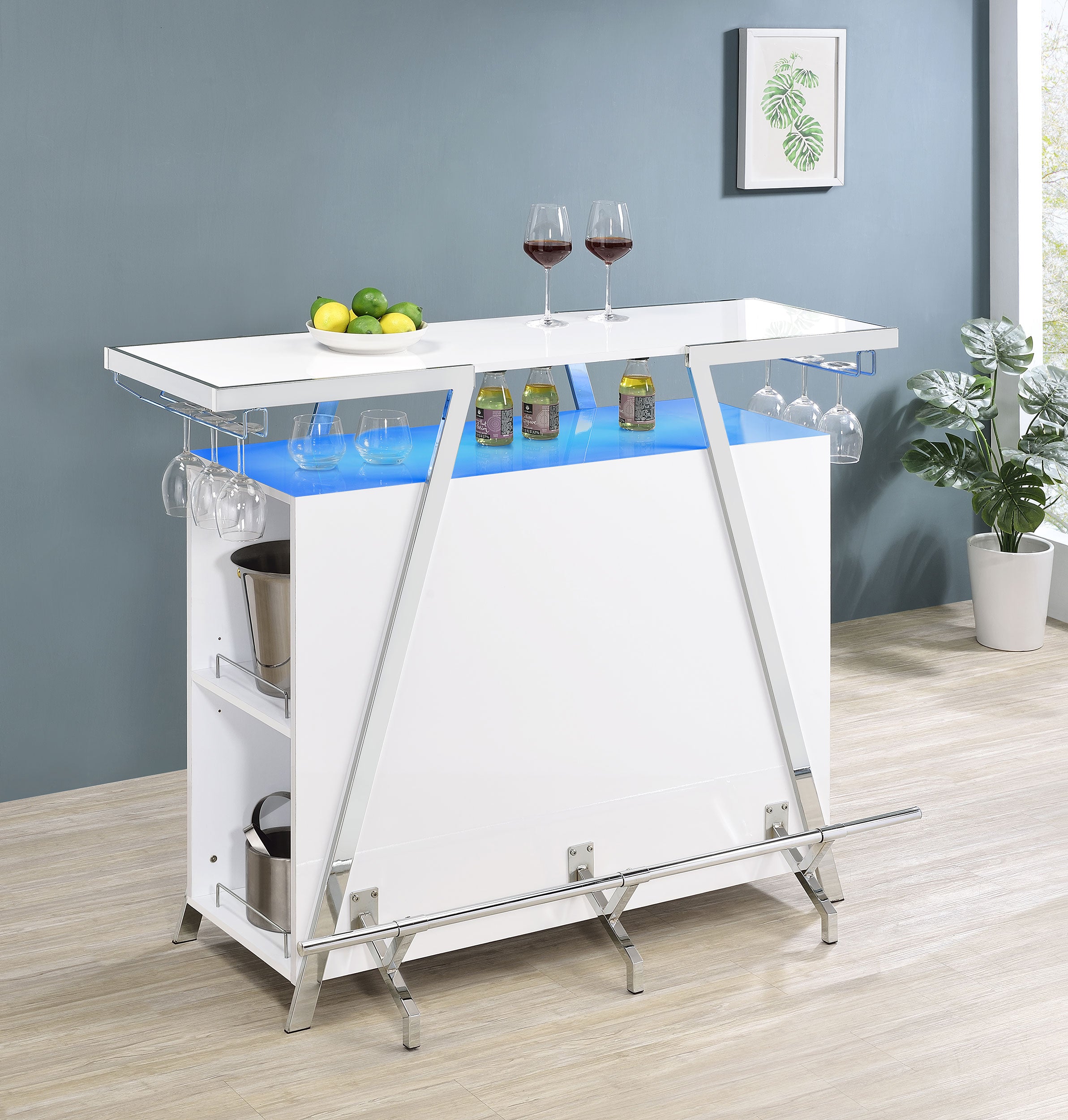 Araceli Freestanding Led Home Bar Cabinet White High Gloss