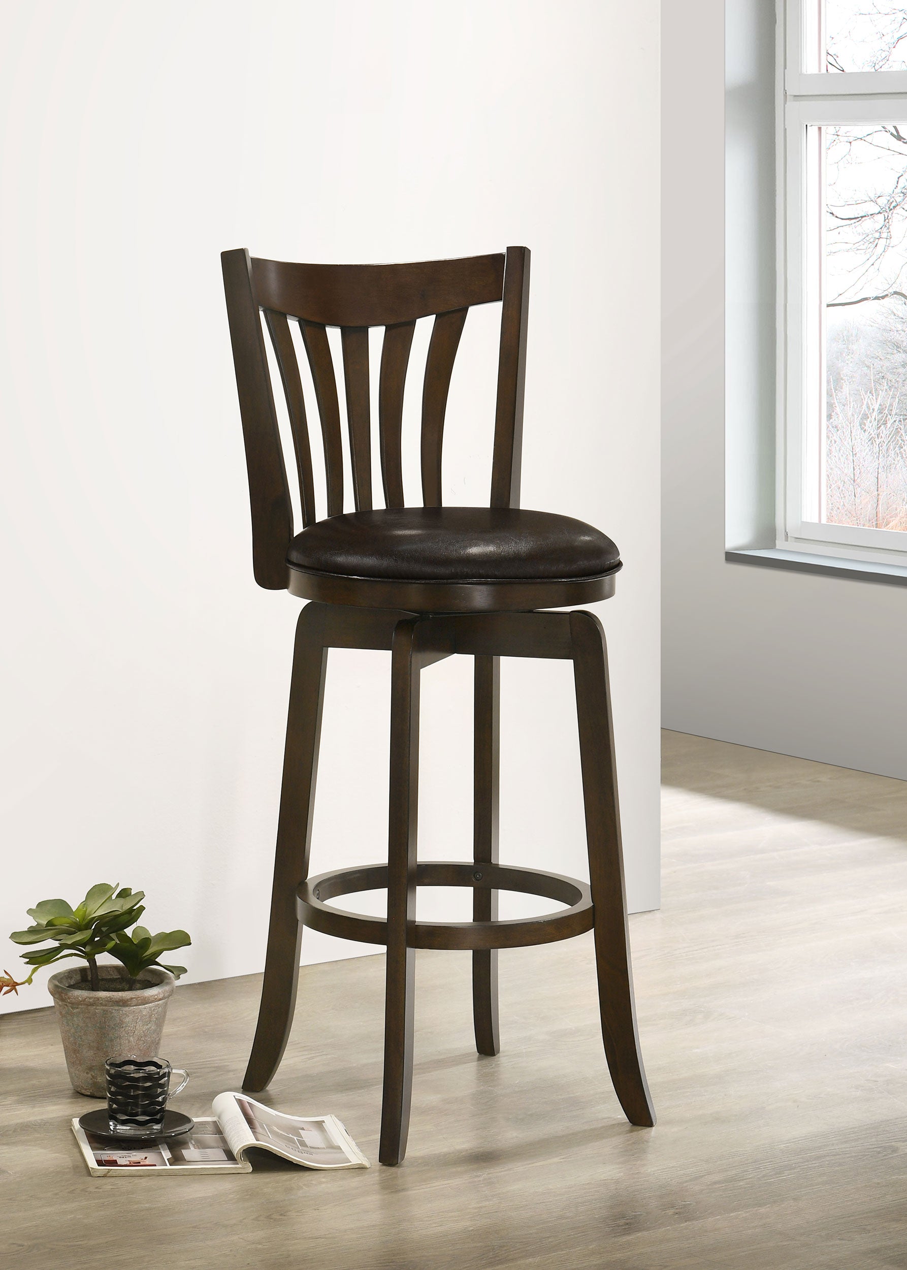 Lambert Wood Pub Height Swivel Bar Chair Dark Cherry - MyWaynesHome #
