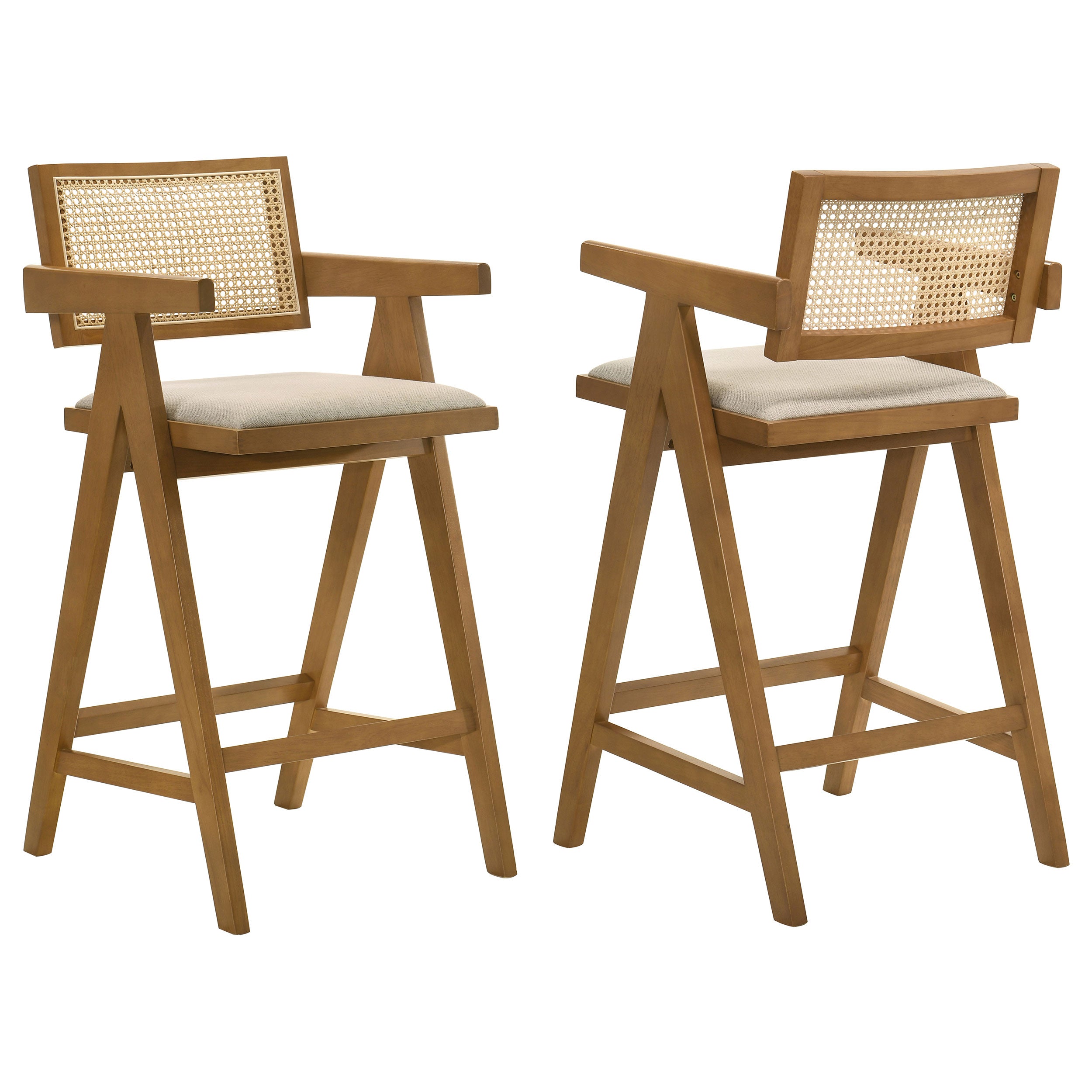 Kane Woven Rattan Wood Bar Chair Light Walnut (set Of 2) - MyWaynesHome #