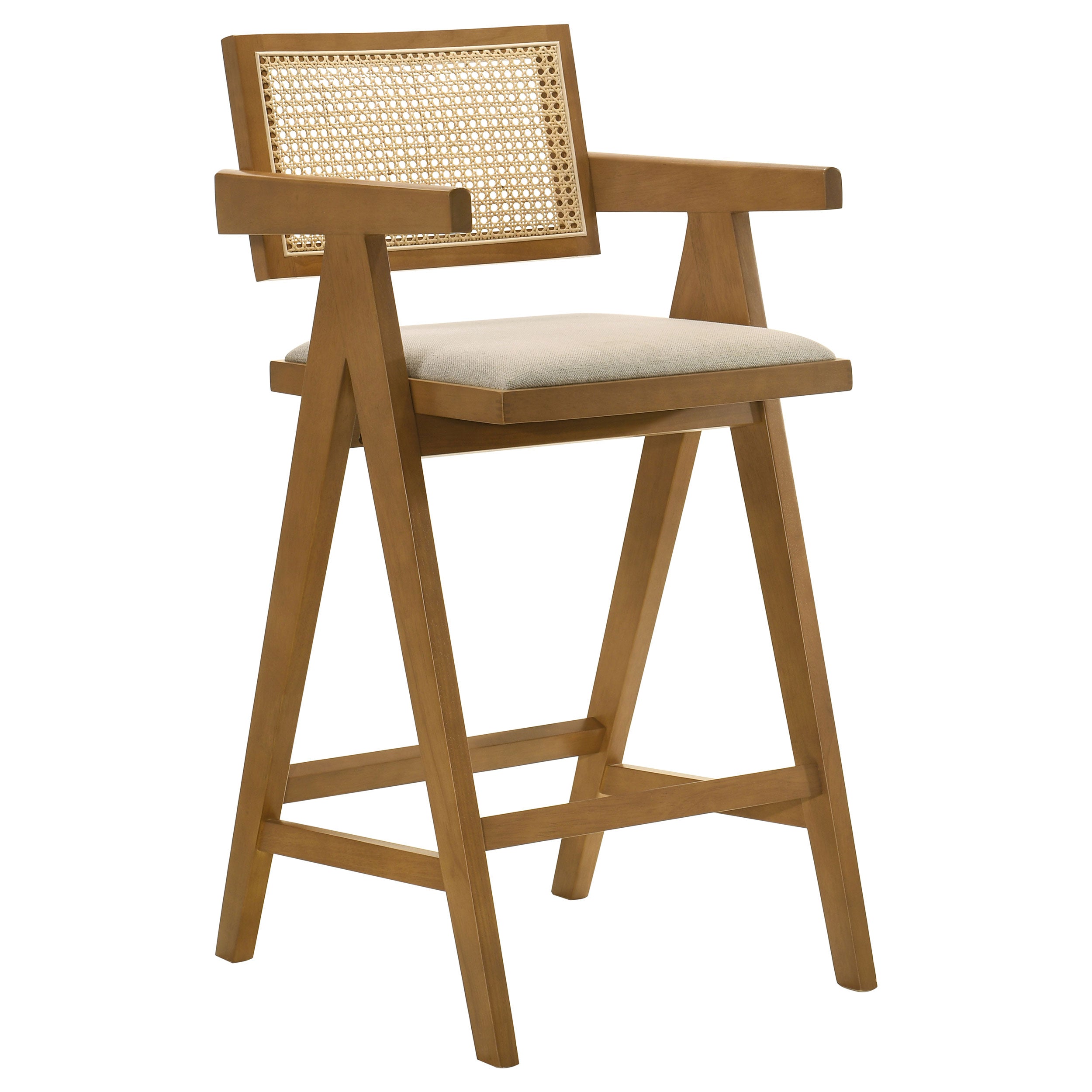 Kane Woven Rattan Wood Bar Chair Light Walnut (set Of 2) - MyWaynesHome #