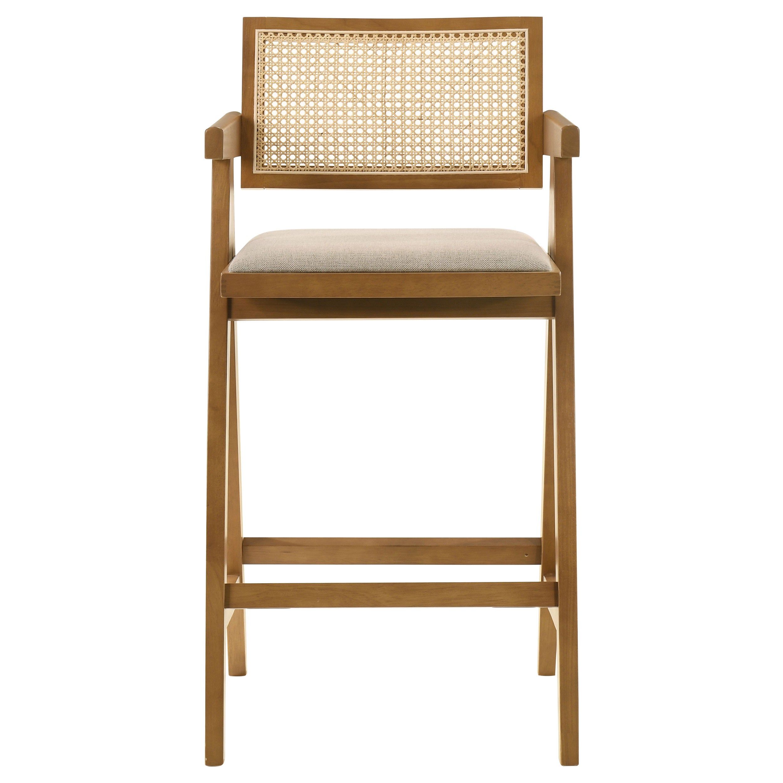 Kane Woven Rattan Wood Bar Chair Light Walnut (set Of 2) - MyWaynesHome #