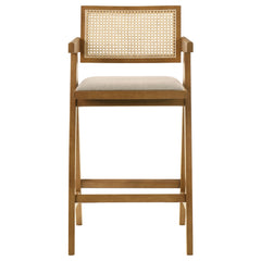 Kane Woven Rattan Wood Bar Chair Light Walnut (set Of 2) - MyWaynesHome #