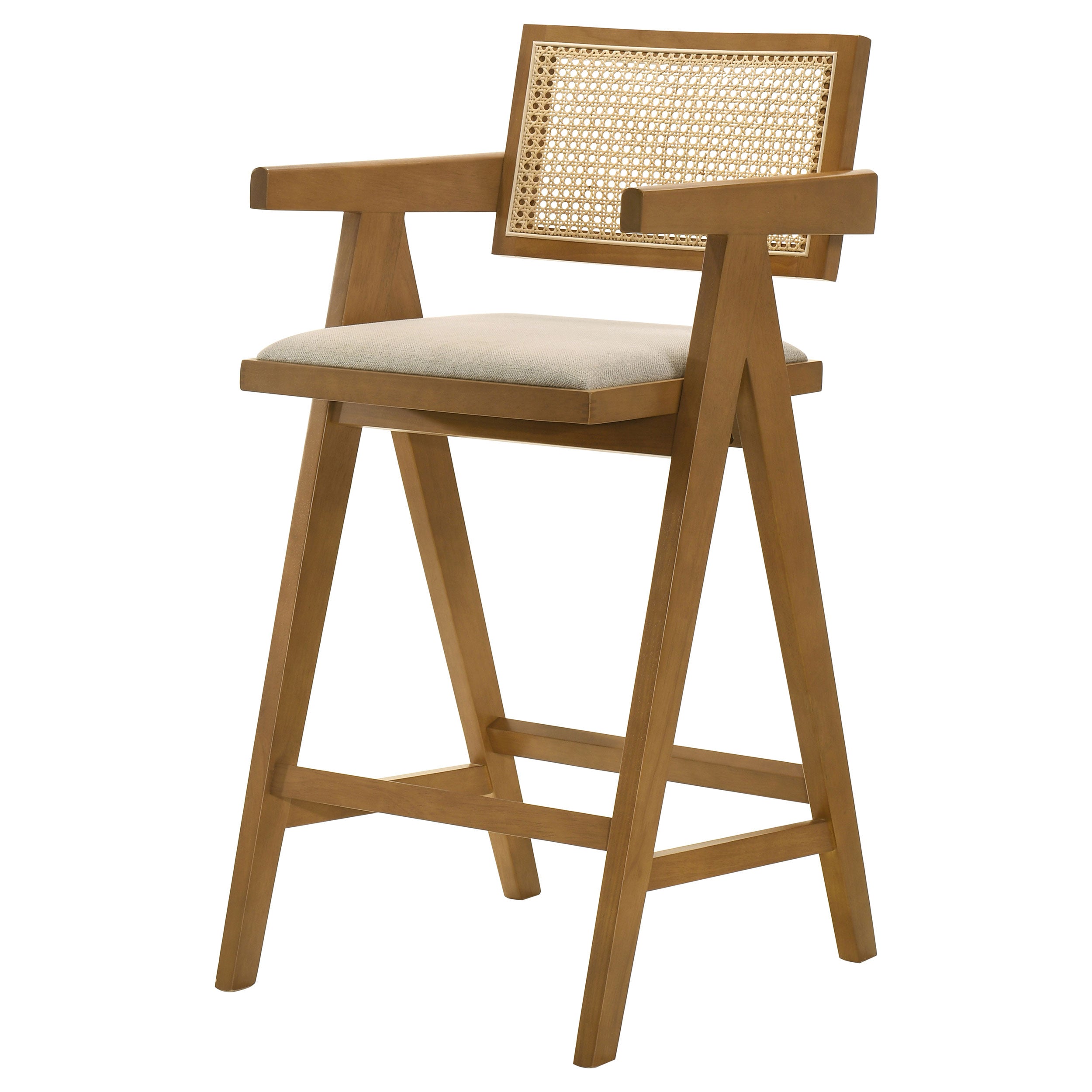 Kane Woven Rattan Wood Bar Chair Light Walnut (set Of 2) - MyWaynesHome #