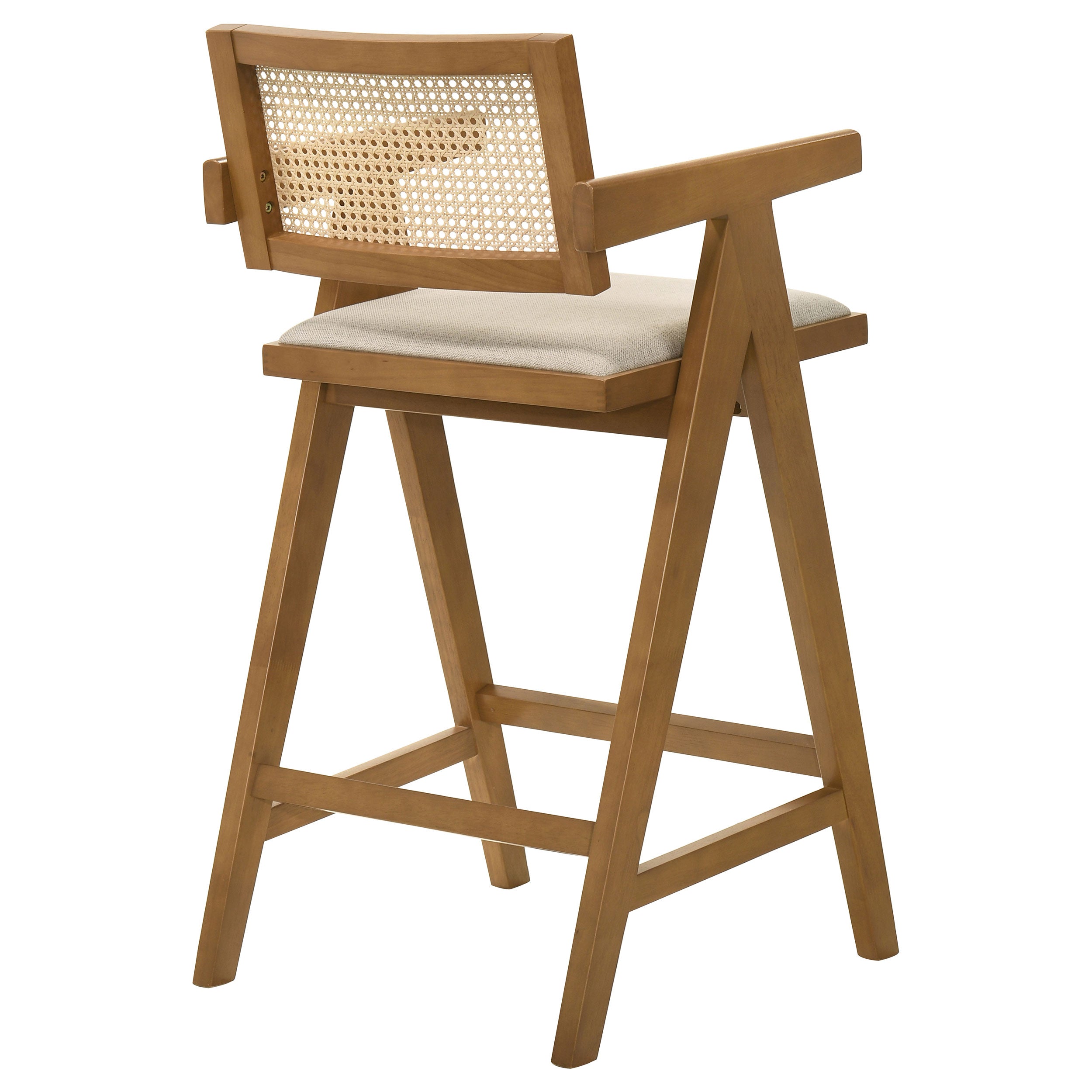 Kane Woven Rattan Wood Bar Chair Light Walnut (set Of 2) - MyWaynesHome #