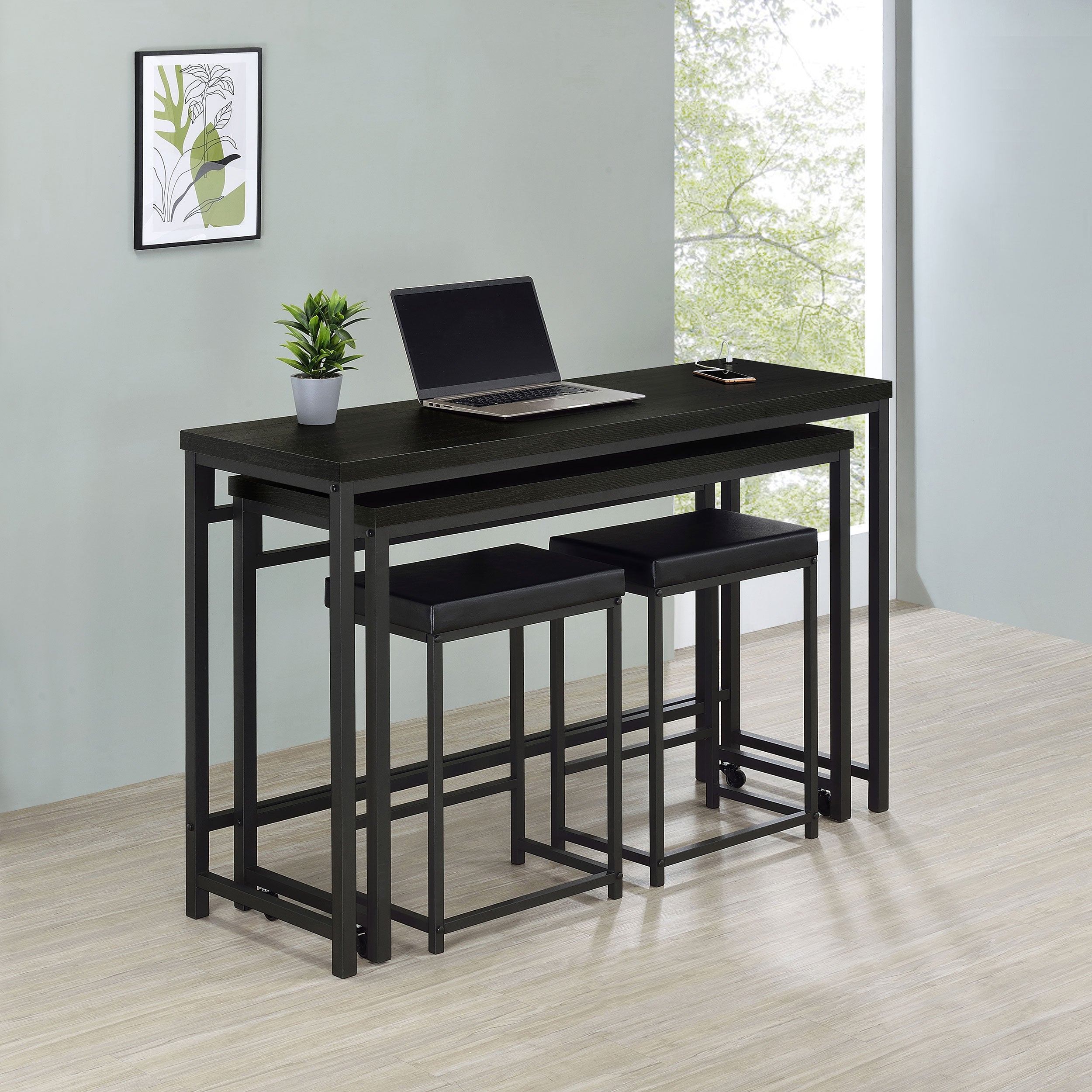 Hawes 4-piece Multipurpose Counter Height Table Set Black - MyWaynesHome #
