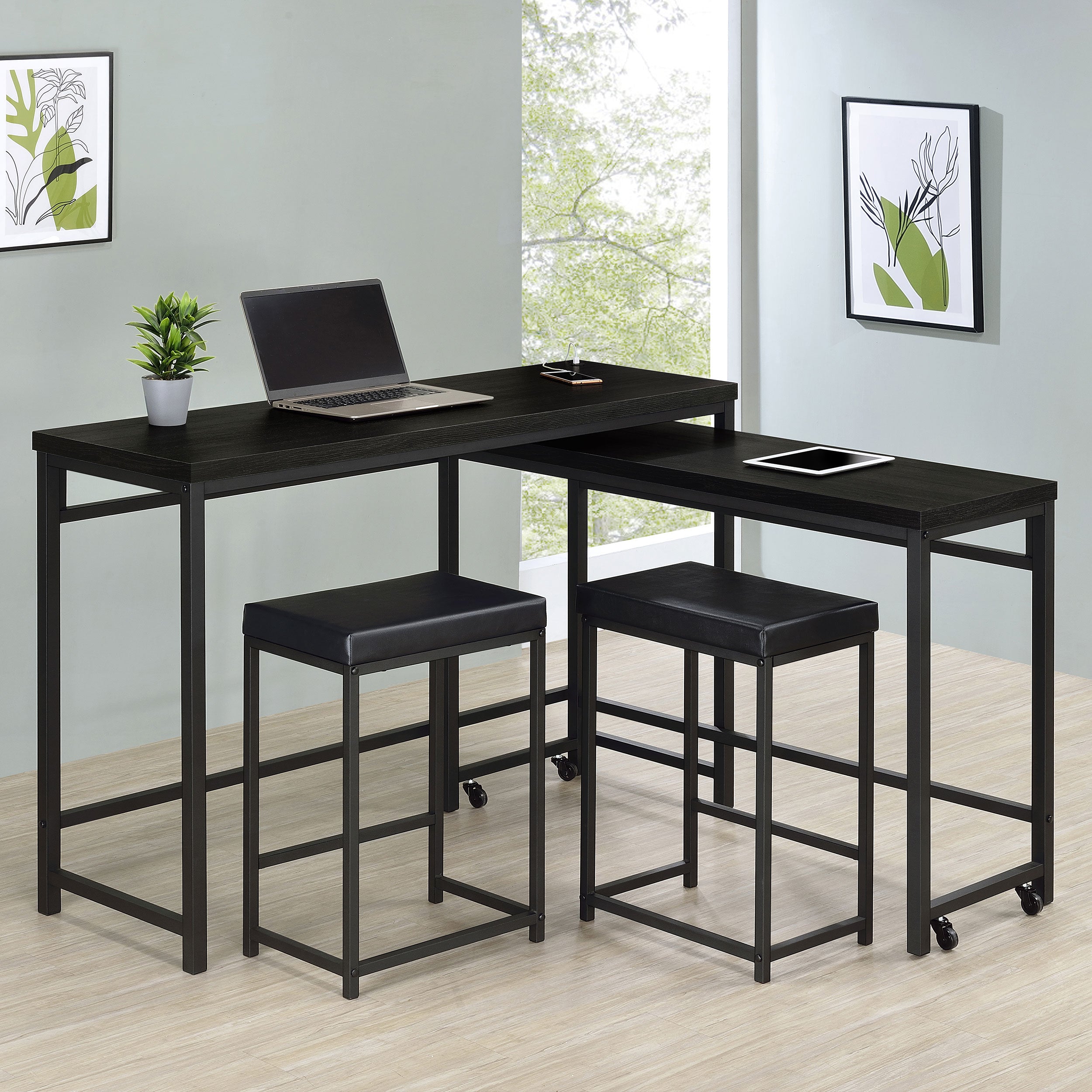 Hawes 4-piece Multipurpose Counter Height Table Set Black - MyWaynesHome #