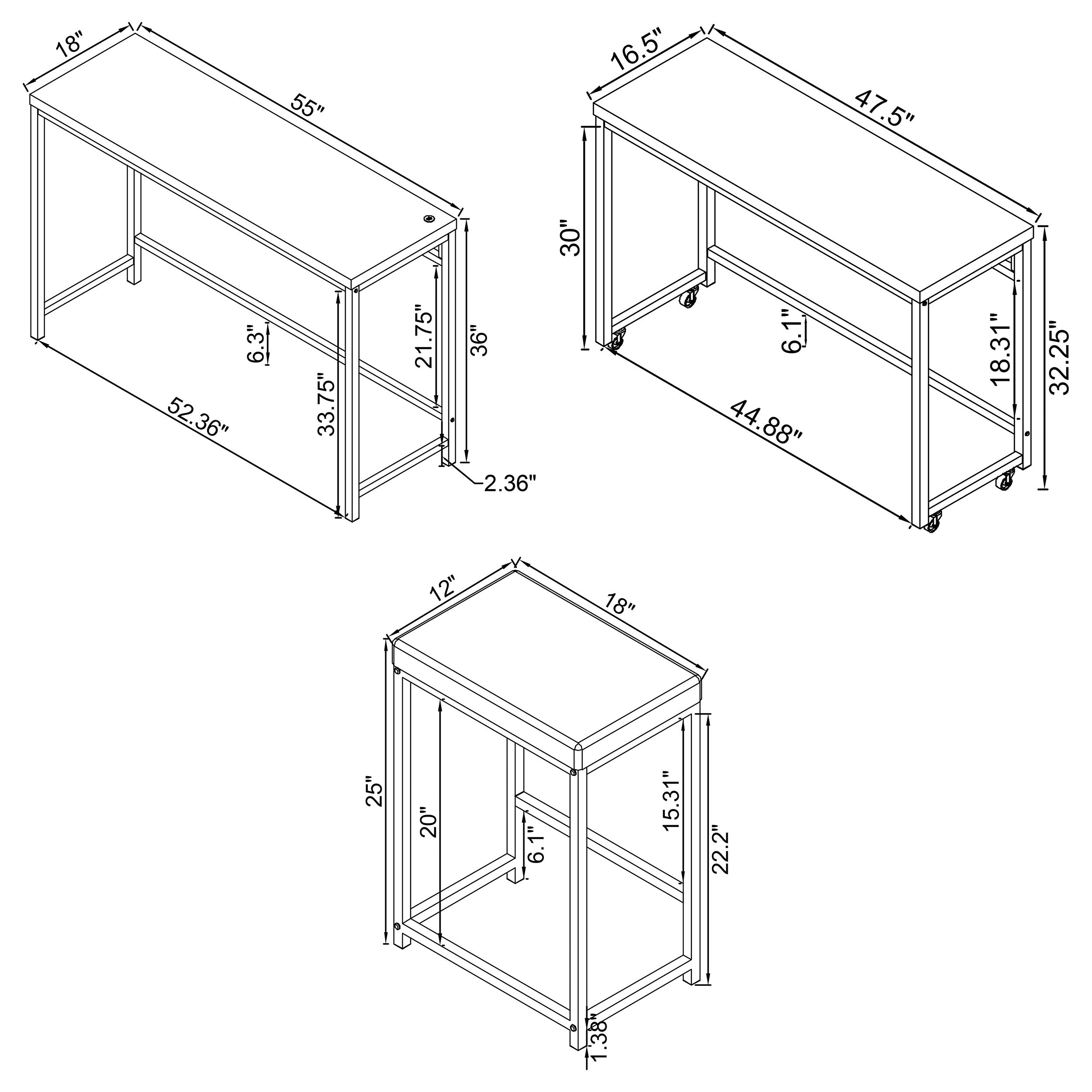 Hawes 4-piece Multipurpose Counter Height Table Set Black - MyWaynesHome #
